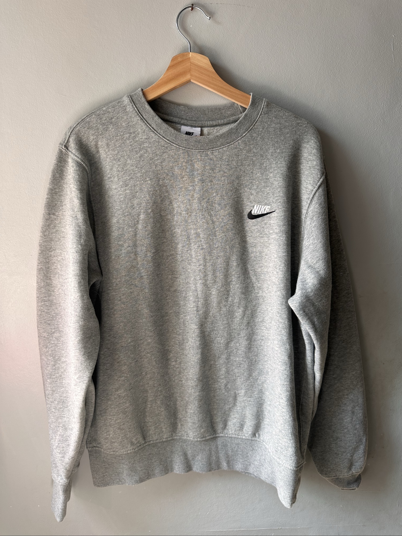 Nike Grey Cotton-Blend Crewneck Sweatshirt Medium
