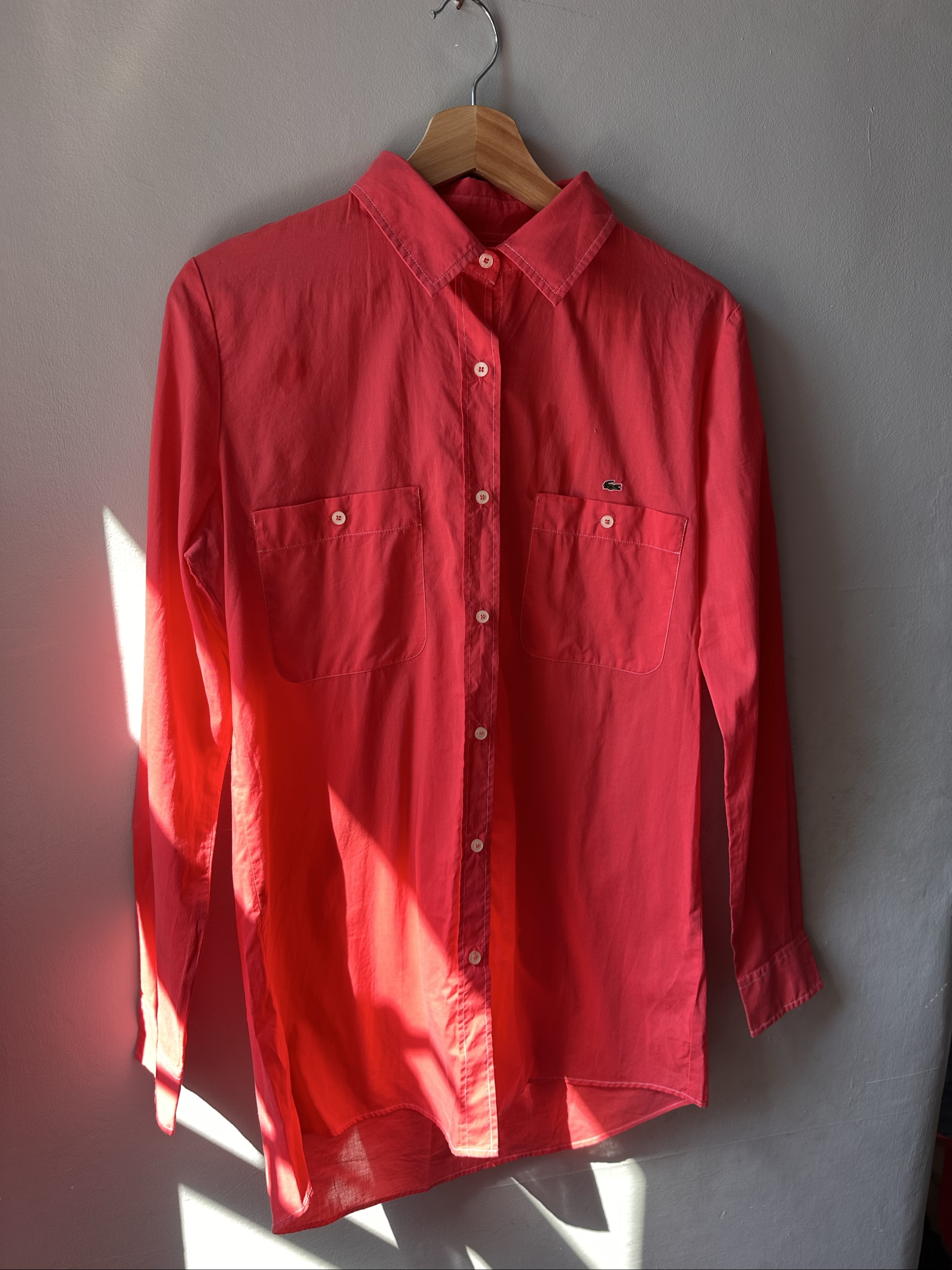 Lacoste Women's Coral Button-Down Cotton Shirt Size 40