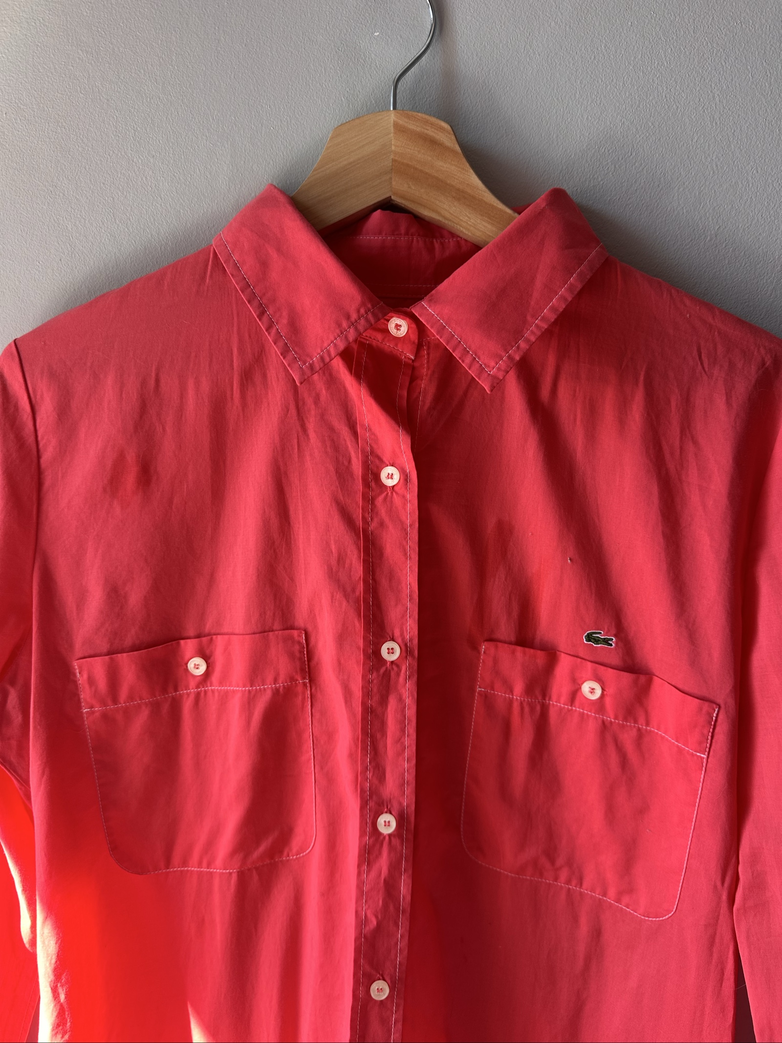 Lacoste Women's Coral Button-Down Cotton Shirt Size 40 image 2