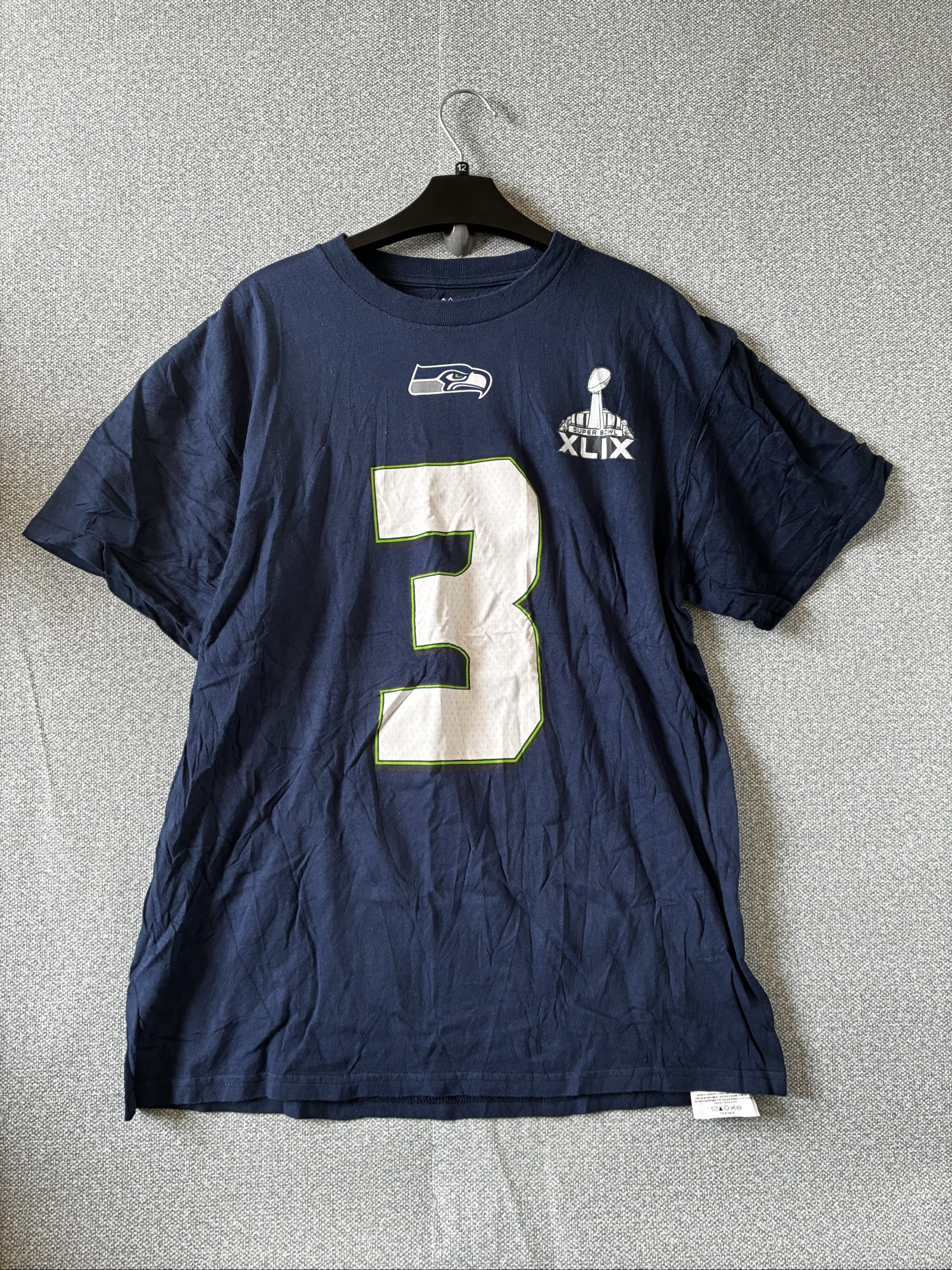 Majestic Navy Seattle Seahawks Wilson #3 NFL T-Shirt Large