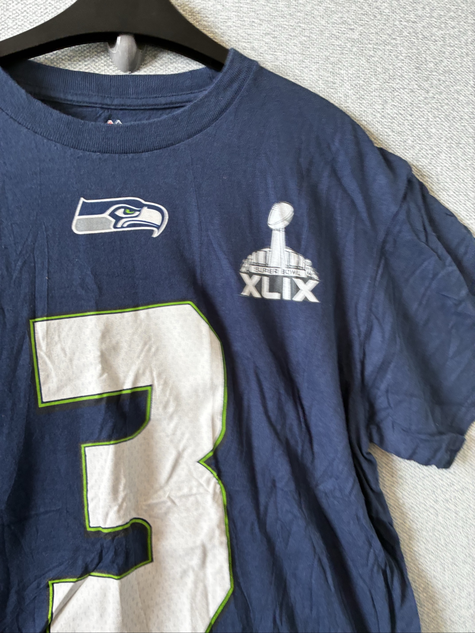 Majestic Navy Seattle Seahawks Wilson #3 NFL T-Shirt Large image 2