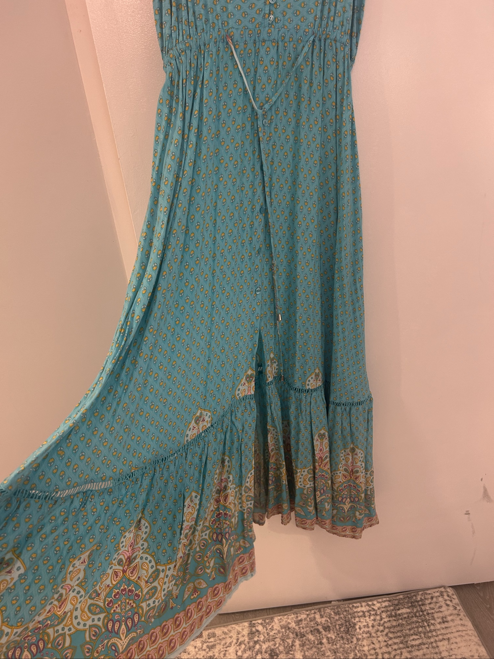 Blue & Multi Women’s Sleeveless Button-Front Maxi Dress Small image 3