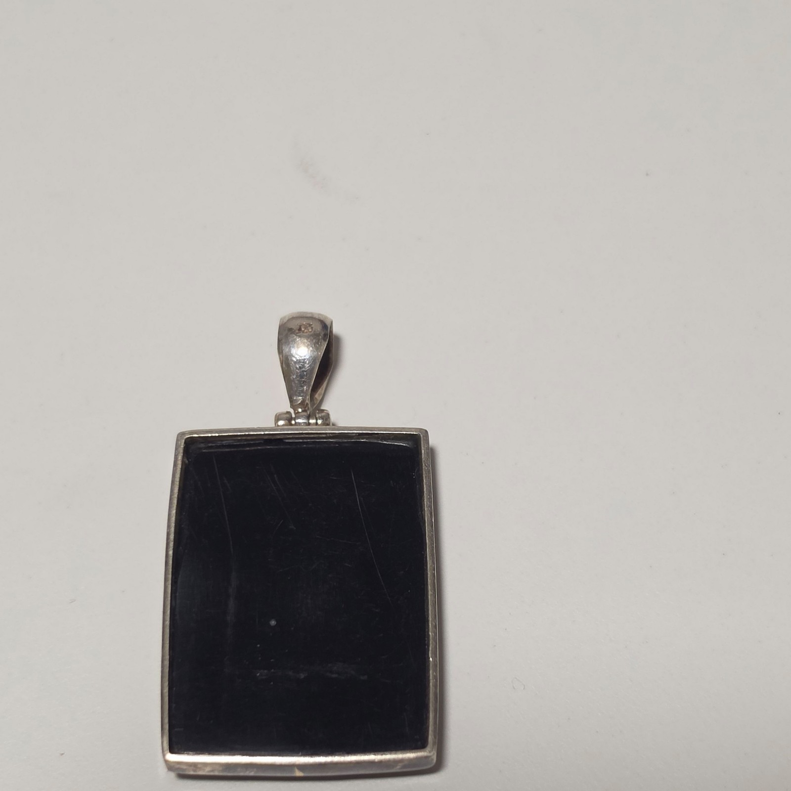 925 Silver Black Onyx Shell Pendant .b5 image 4