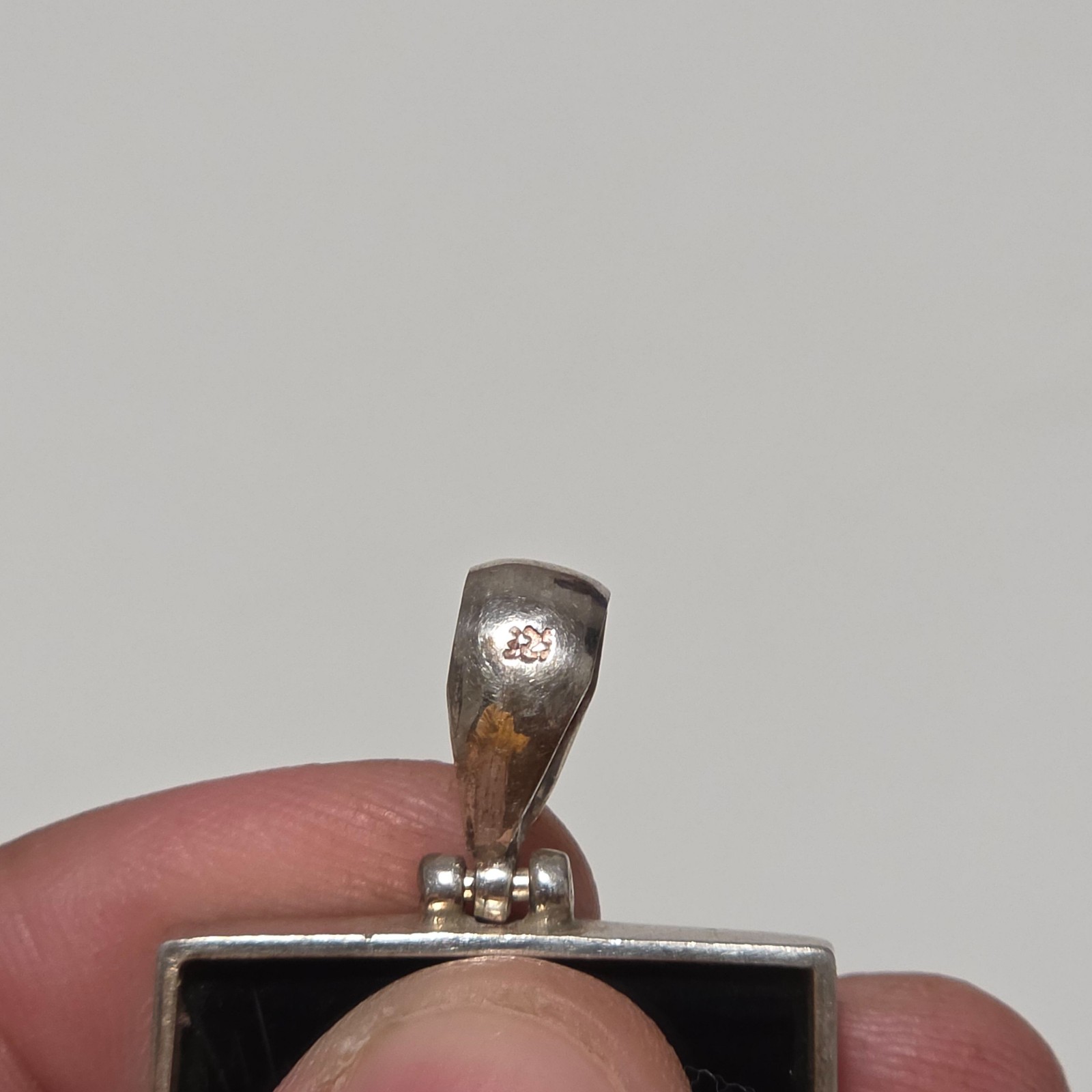 925 Silver Black Onyx Shell Pendant .b5 image 5