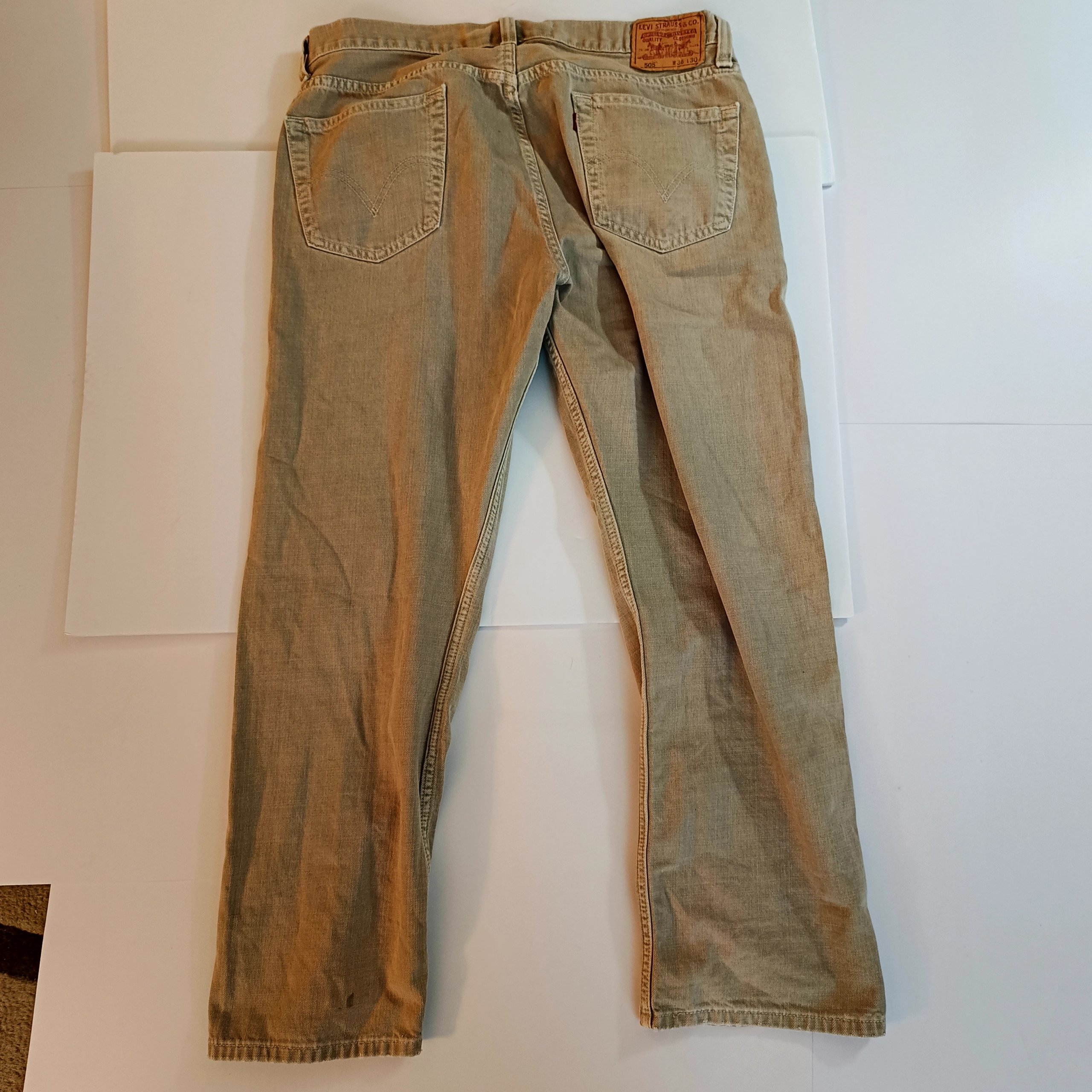 Levi's Beige 505 Regular Fit Jeans 36 Waist 30 Length image 3
