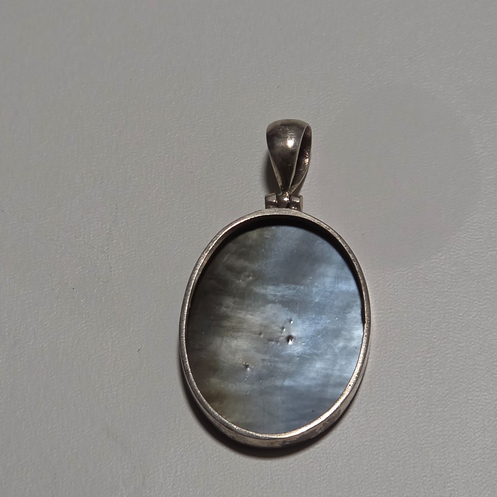 925 Sterling Silver Stone Pendant Oval .b5 image 2