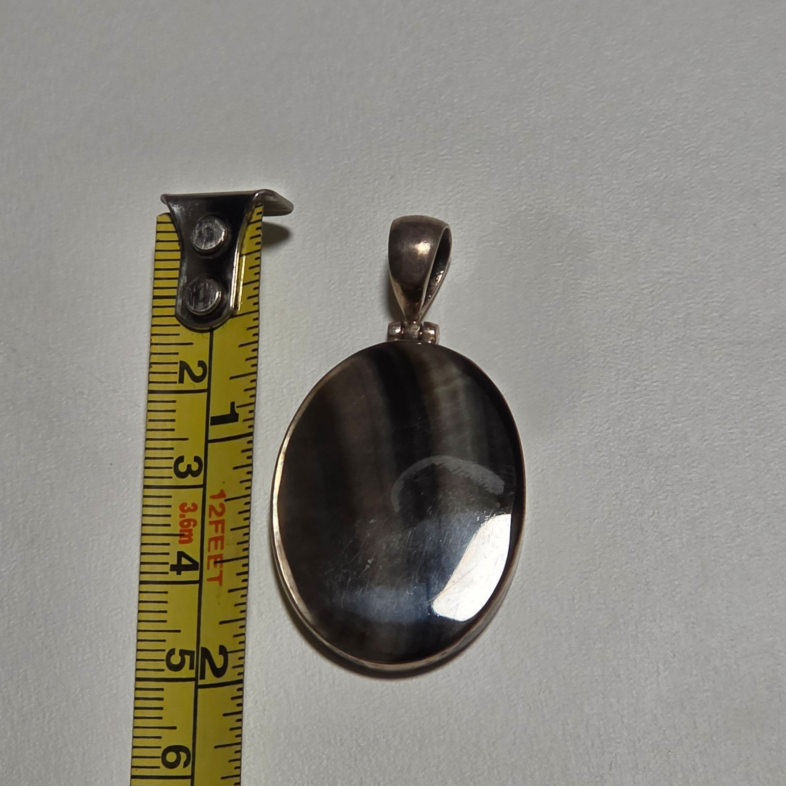 925 Sterling Silver Stone Pendant Oval .b5 image 4