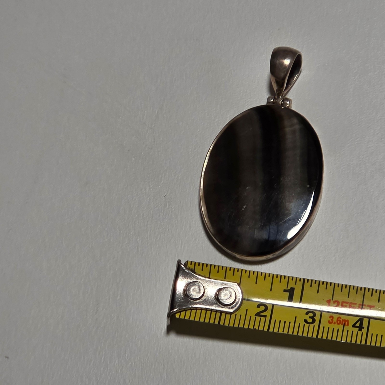 925 Sterling Silver Stone Pendant Oval .b5 image 5