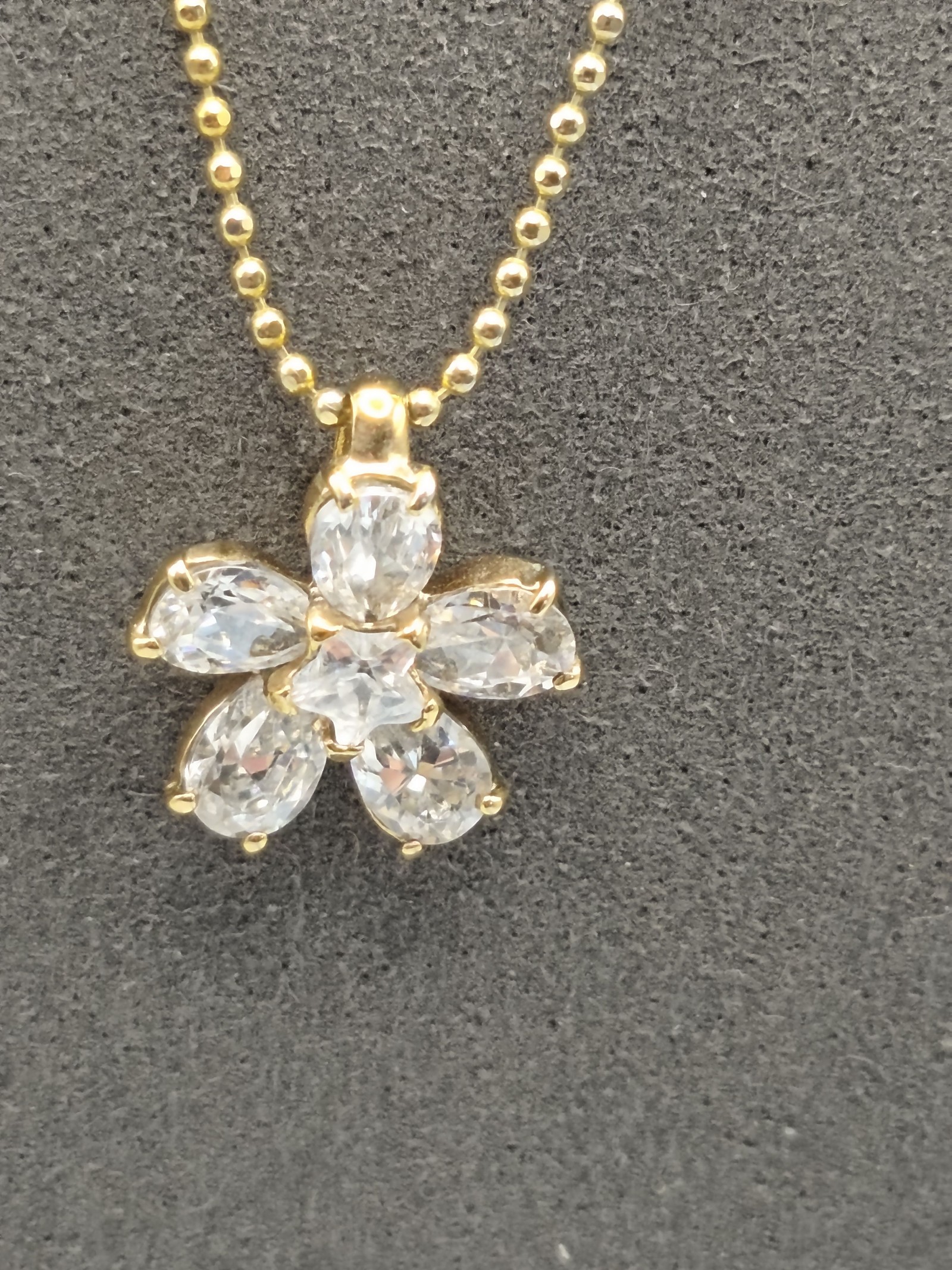 Courreges Women's Gold Tone & Crystal Flower Pendant Necklace 16 in image 2