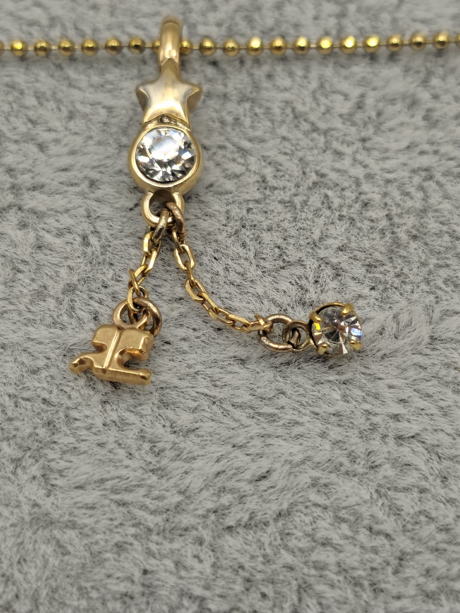 Courreges Women's Gold Tone & Crystal Flower Pendant Necklace 16 in image 6