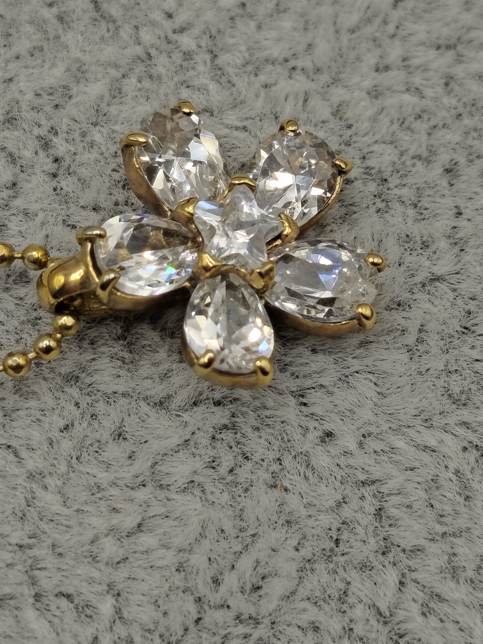 Courreges Women's Gold Tone & Crystal Flower Pendant Necklace 16 in image 8