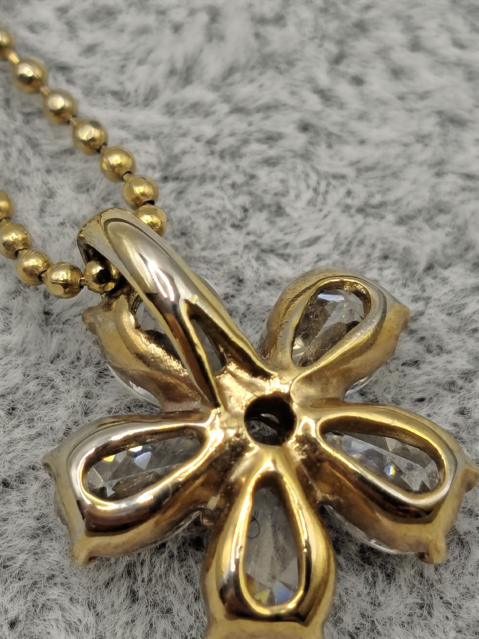 Courreges Women's Gold Tone & Crystal Flower Pendant Necklace 16 in image 10