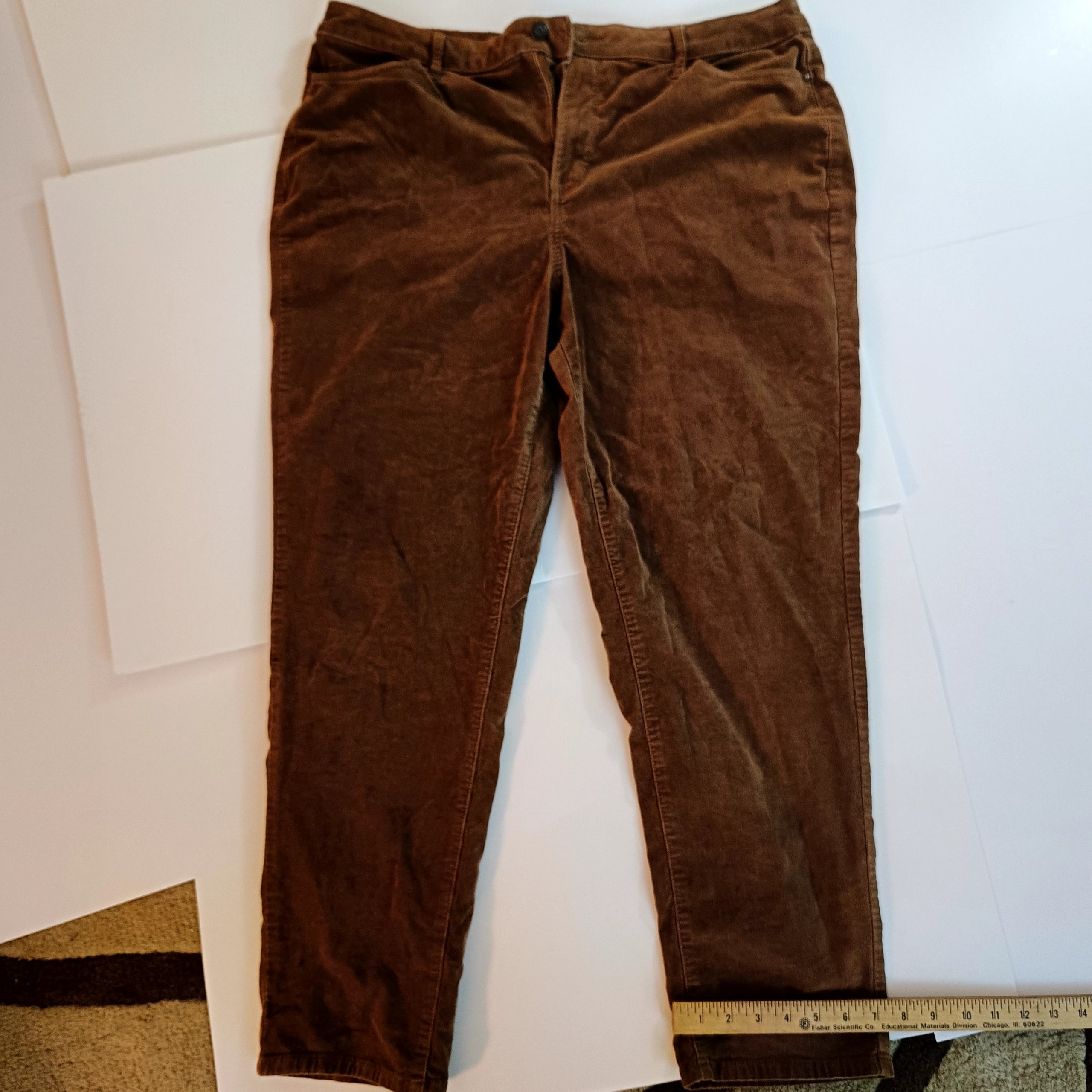 Croft & Barrow Women's Brown Corduroy Pants 16W 98% Cotton 2% Spandex