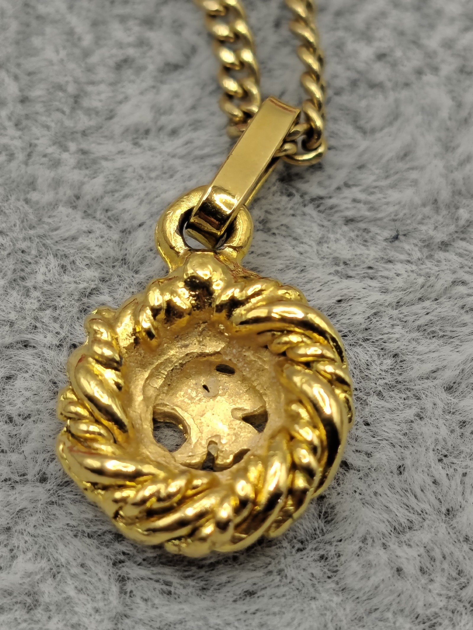 Courreges Gold Tone Pendant Necklace 34cm Chain image 5