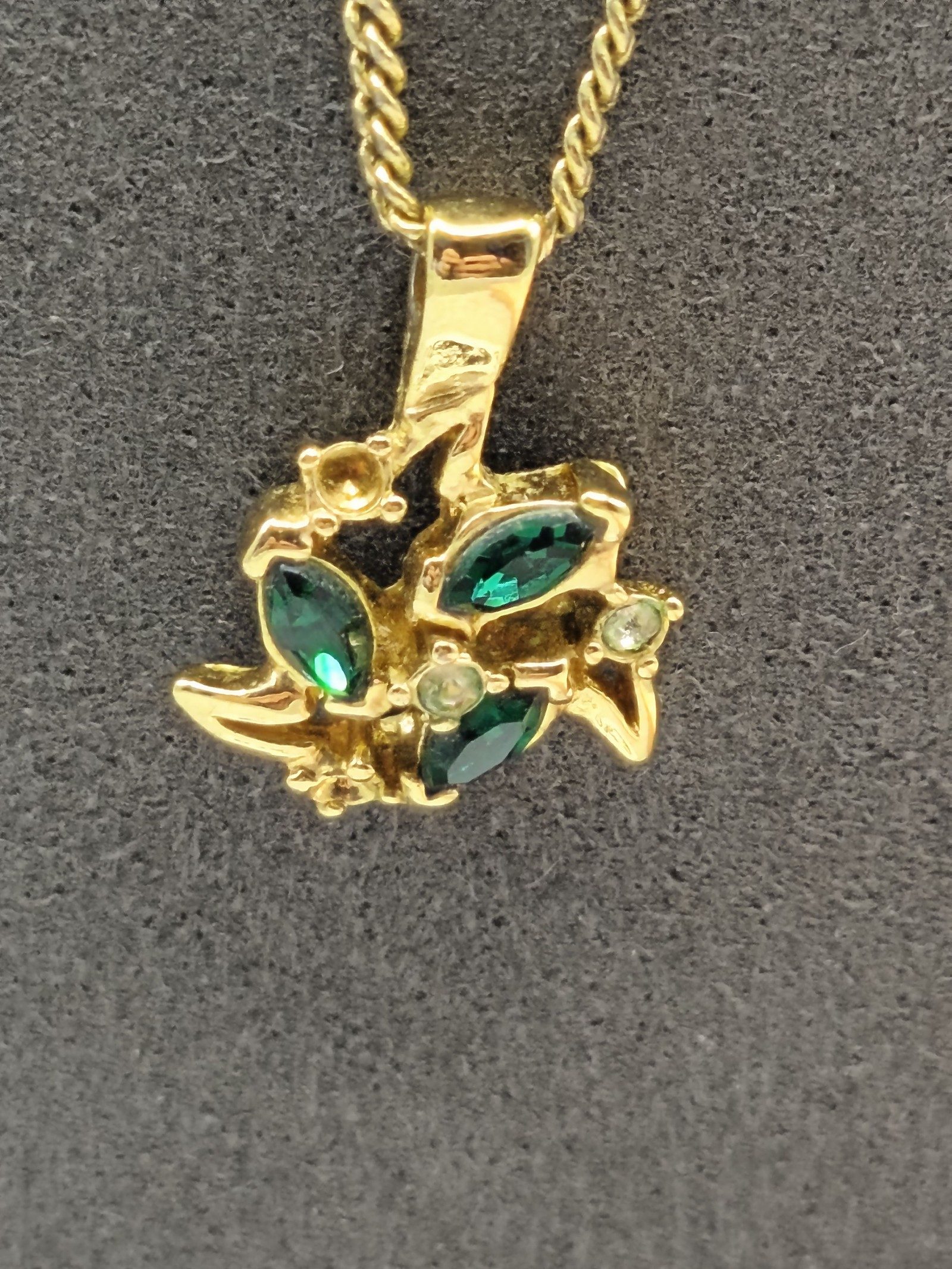 C D'Orlan Gold Tone Green Crystal Pendant Necklace Women image 2