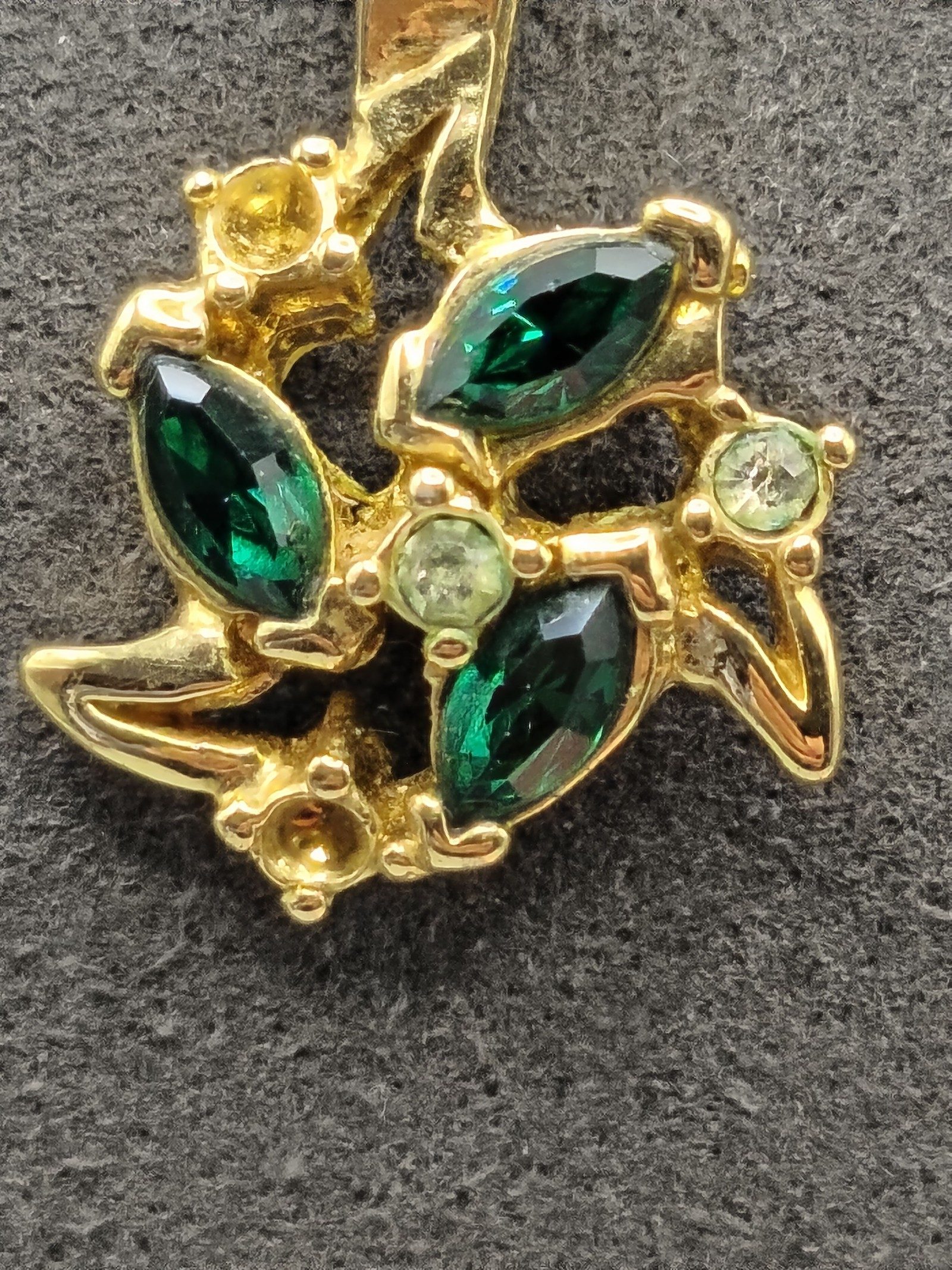 C D'Orlan Gold Tone Green Crystal Pendant Necklace Women image 6