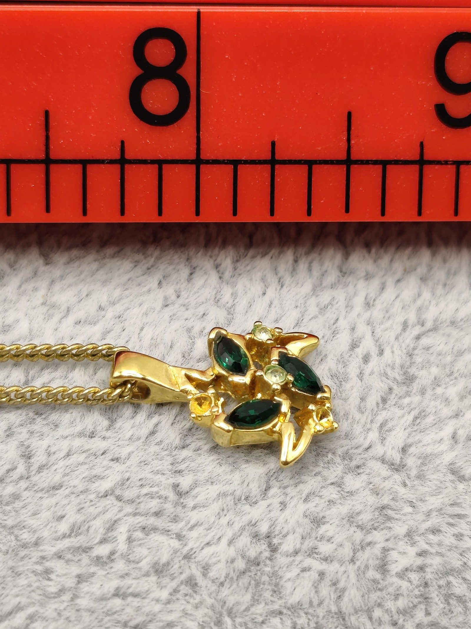 C D'Orlan Gold Tone Green Crystal Pendant Necklace Women image 10