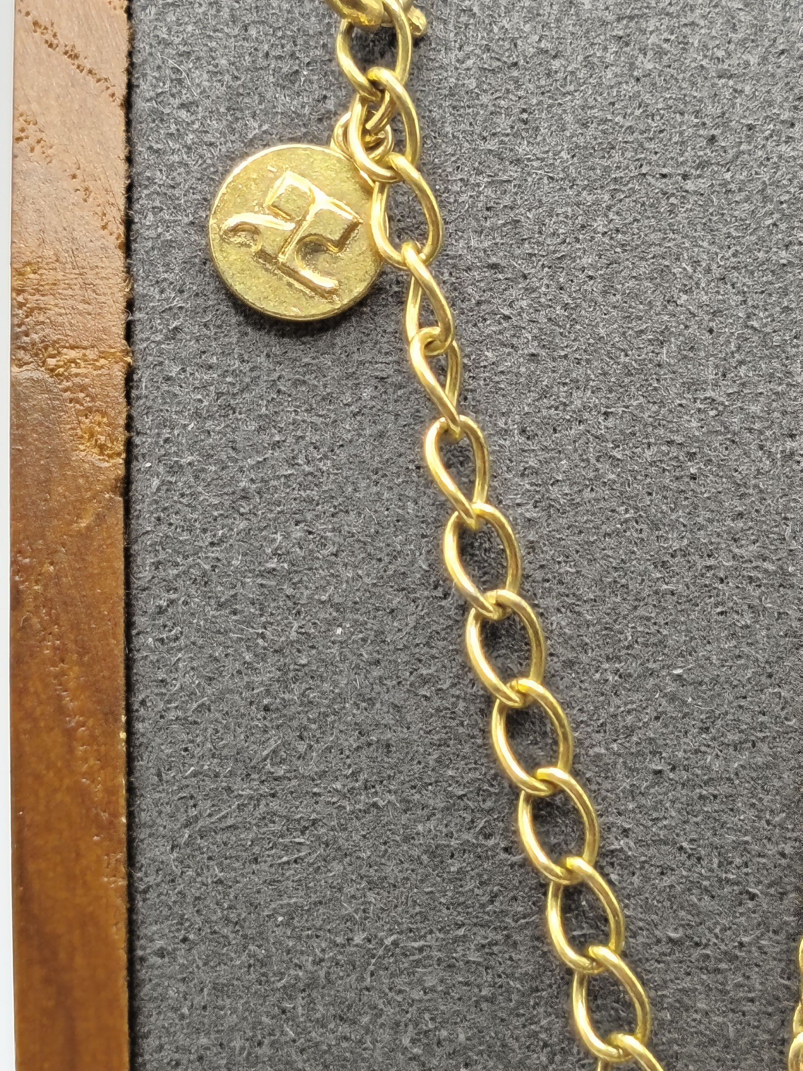 Courreges Gold Colour Womens Pendant Necklace with Rhinestone Detailing image 3
