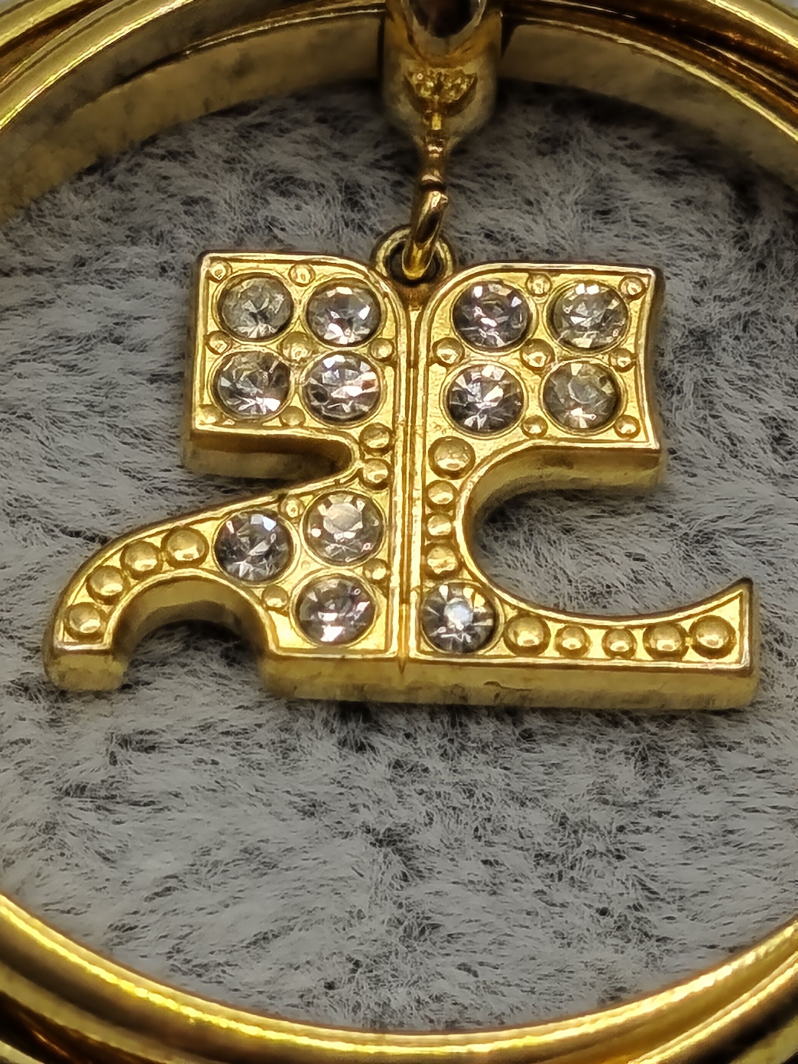 Courreges Gold Colour Womens Pendant Necklace with Rhinestone Detailing image 6