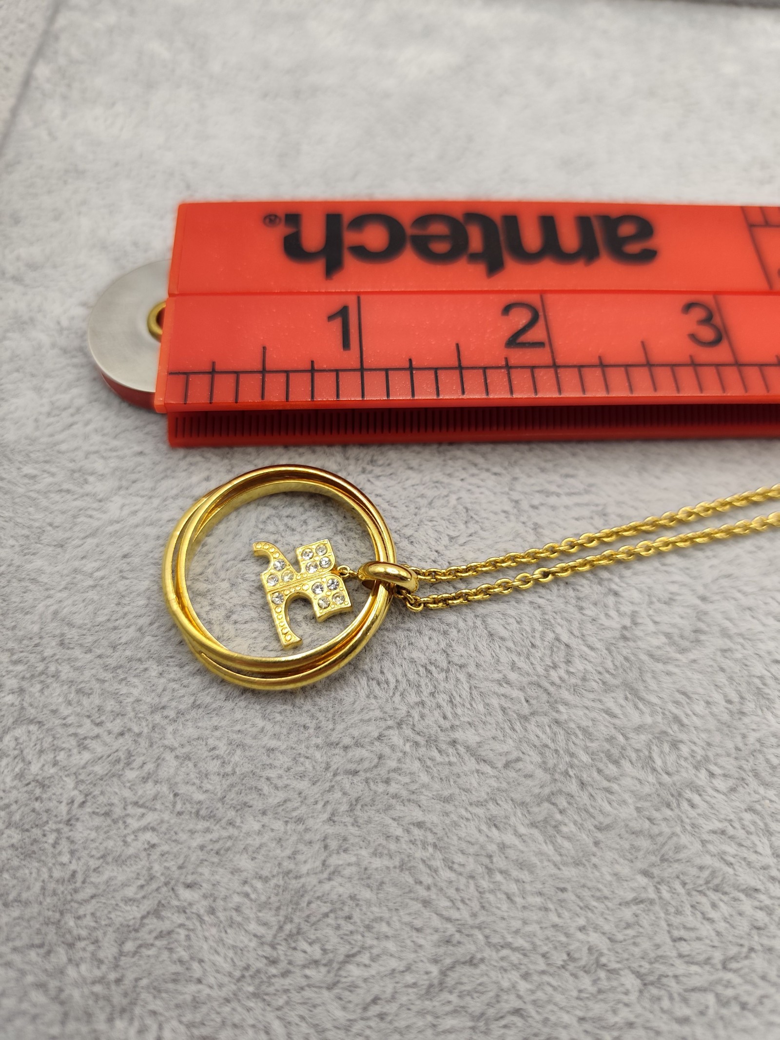 Courreges Gold Colour Womens Pendant Necklace with Rhinestone Detailing image 9