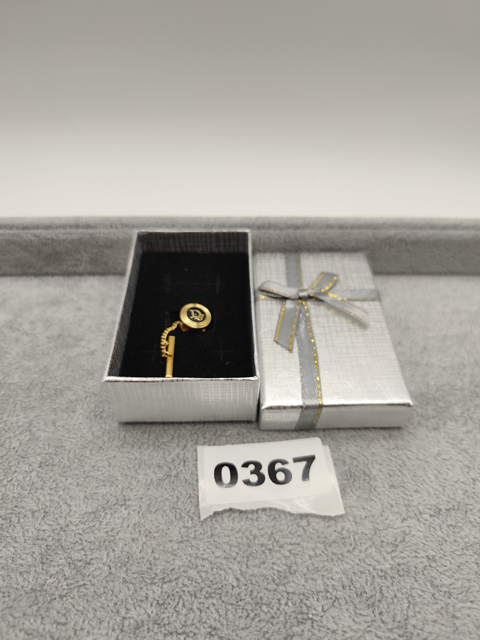 Christian Dior Men Gold-tone & Black Logo Tie Tack Other