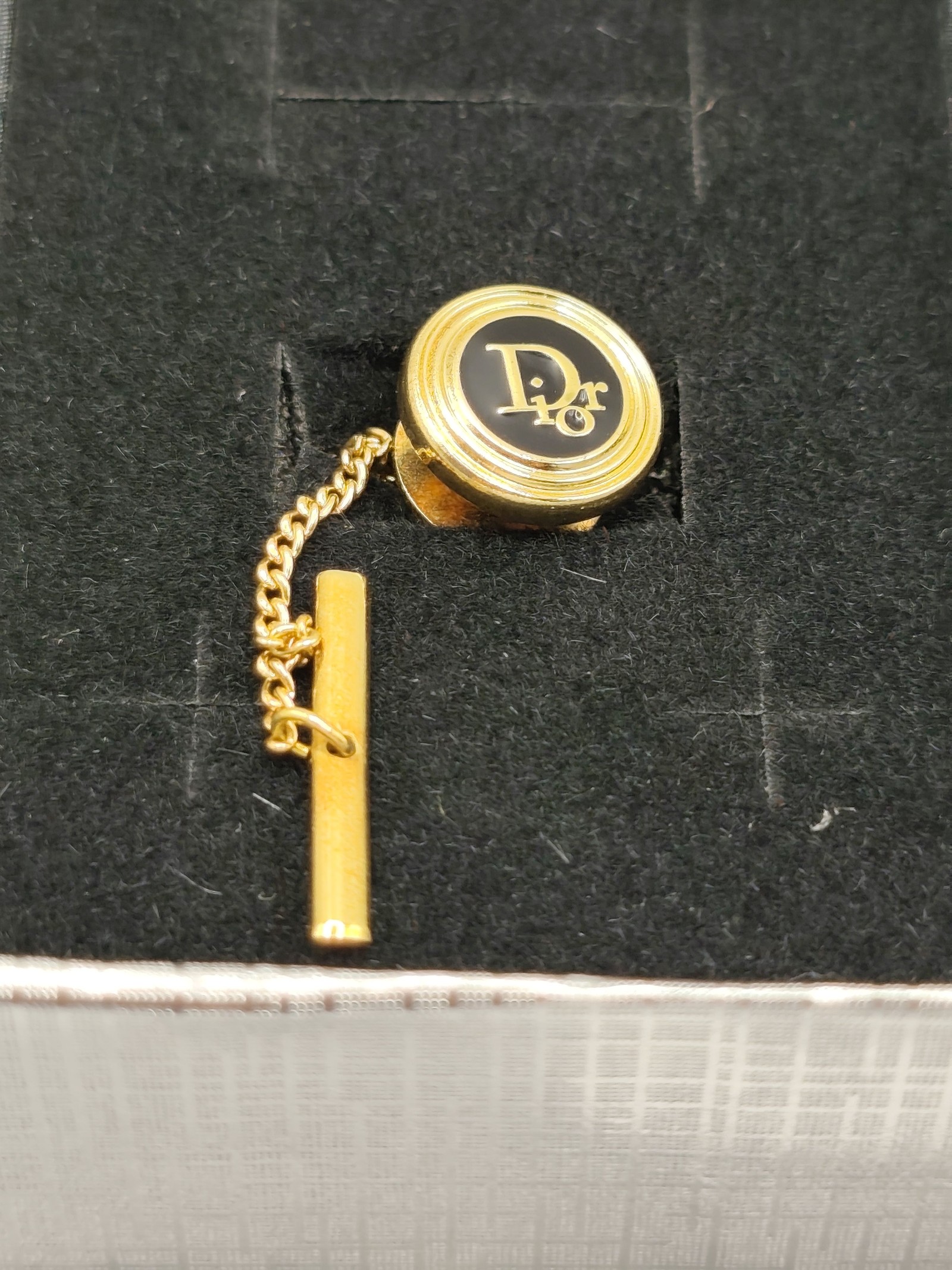 Christian Dior Men Gold-tone & Black Logo Tie Tack Other image 2