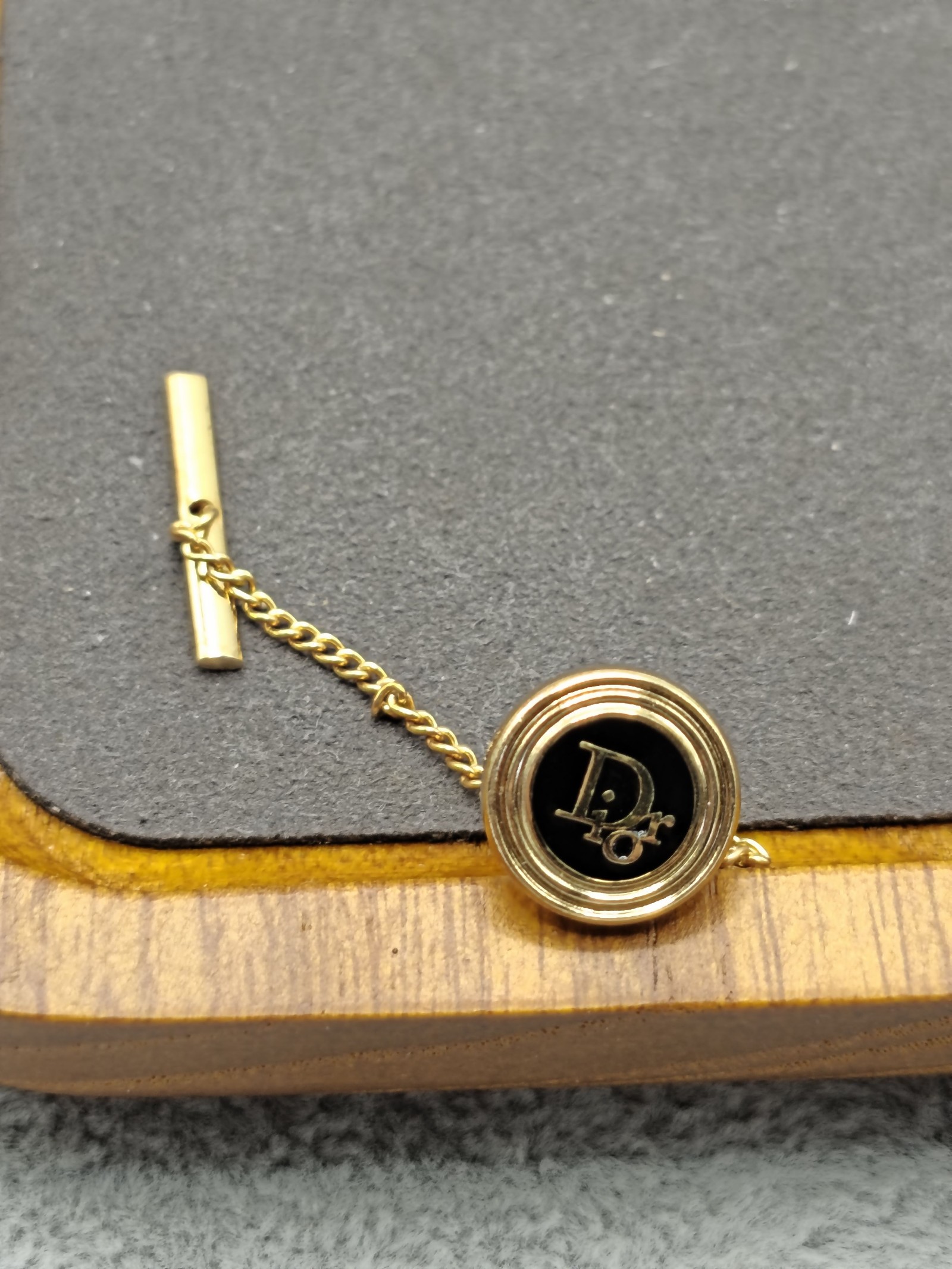 Christian Dior Men Gold-tone & Black Logo Tie Tack Other image 3