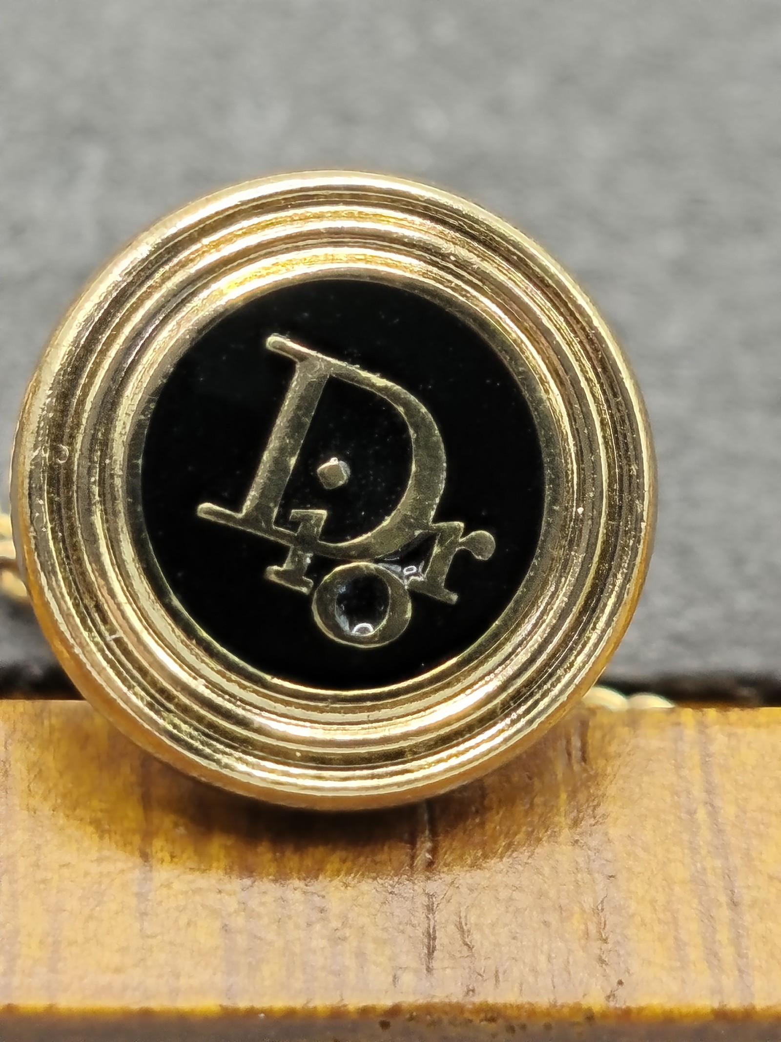 Christian Dior Men Gold-tone & Black Logo Tie Tack Other image 4