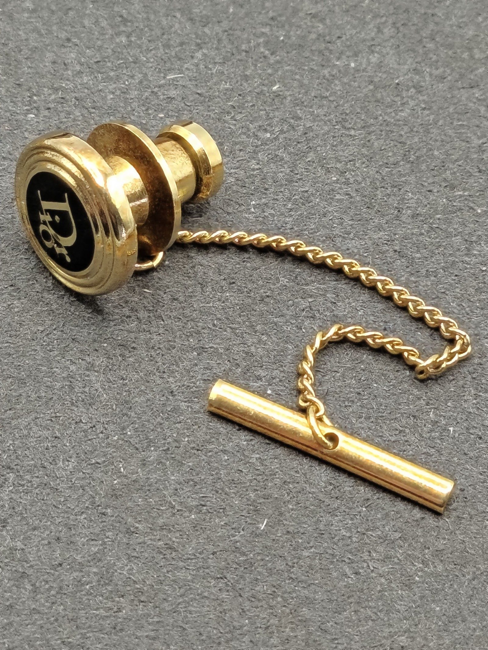 Christian Dior Men Gold-tone & Black Logo Tie Tack Other image 5