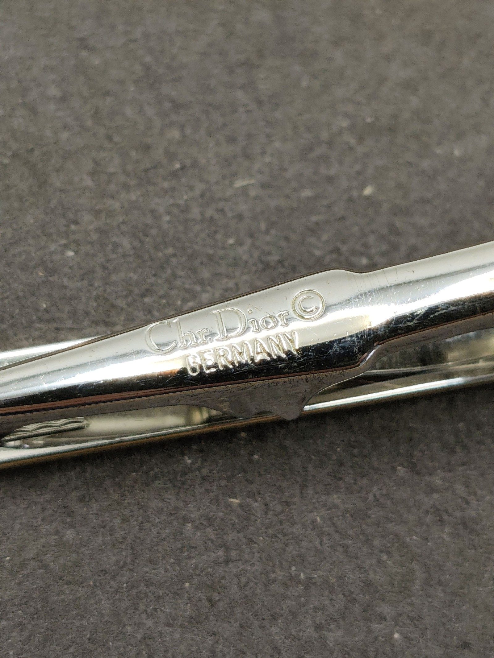 Christian Dior Men Silver Tone Textured Tie Clip Germany image 3