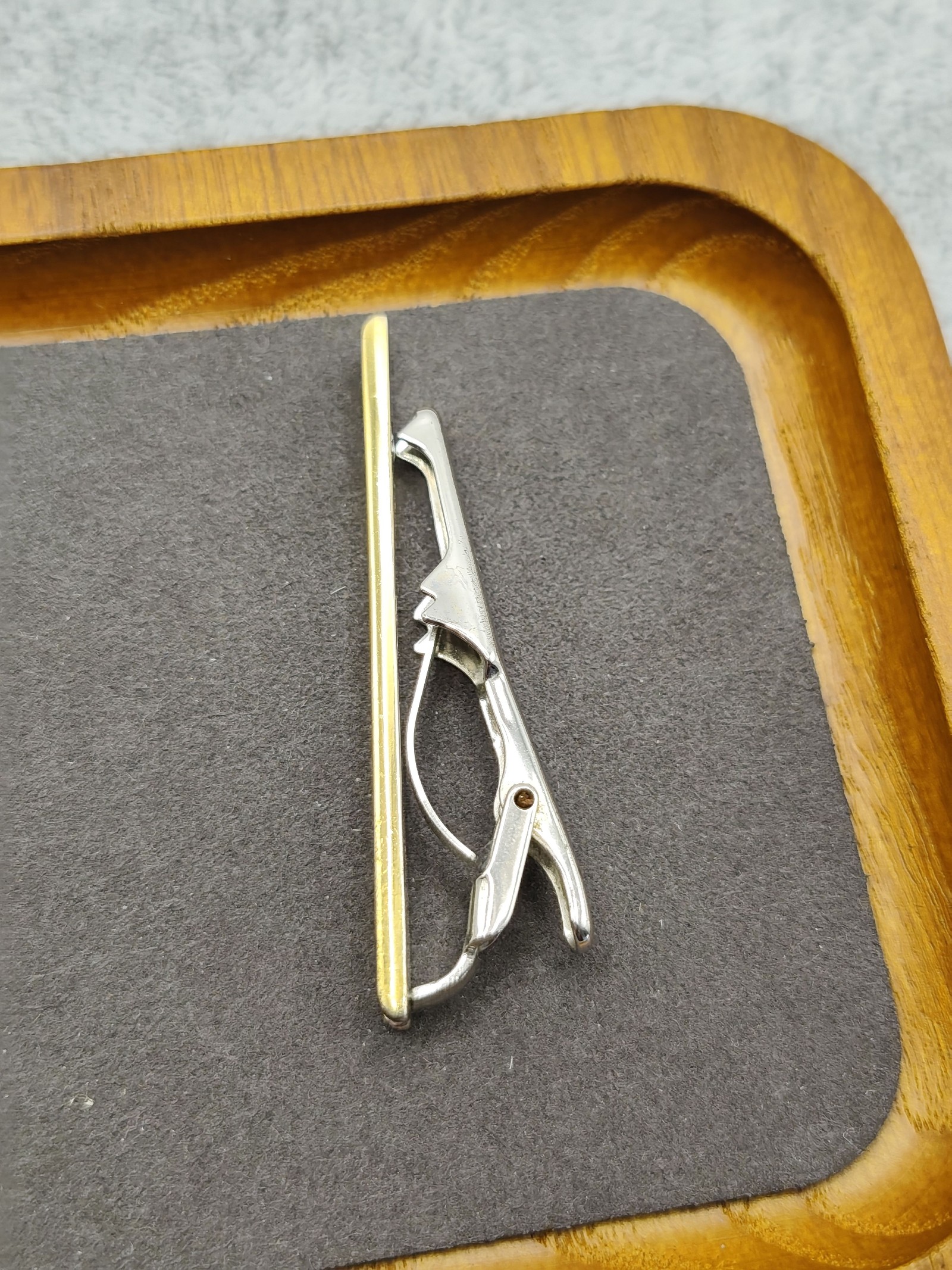 Christian Dior Men Silver Tone Textured Tie Clip Germany image 8