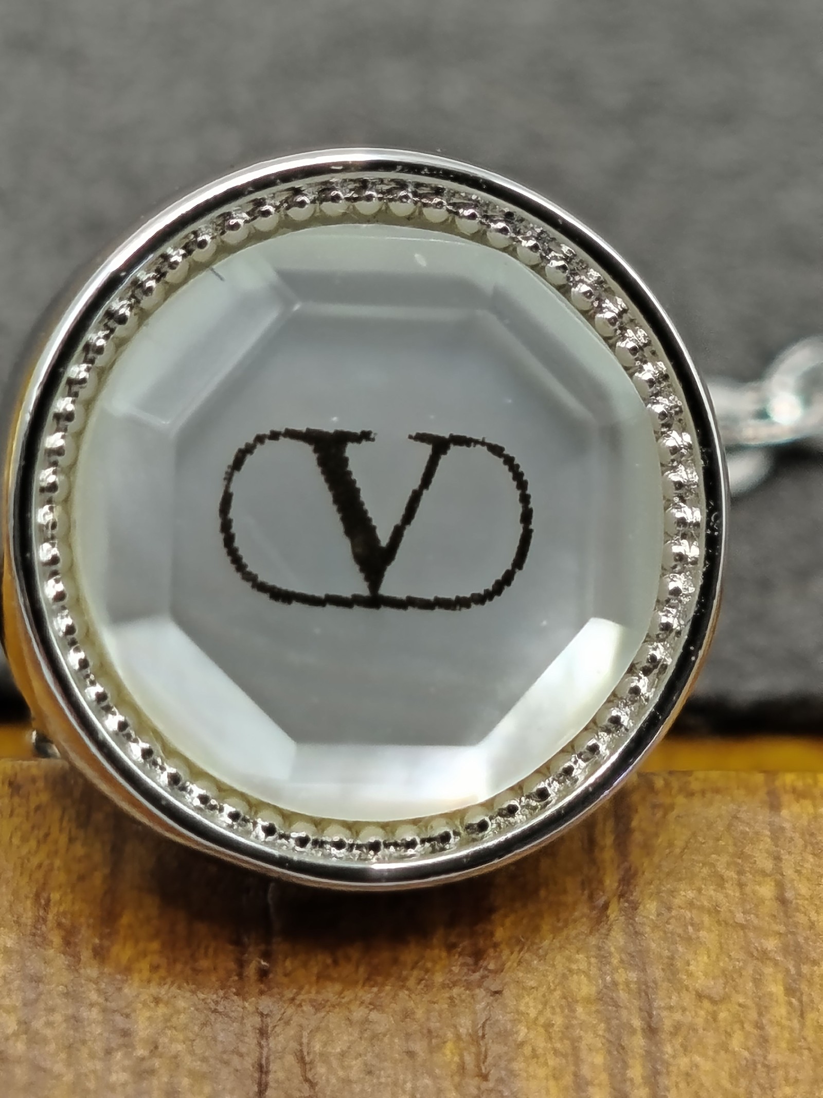 Valentino Men's Silver & White Logo Tie pin with Chain Other image 4