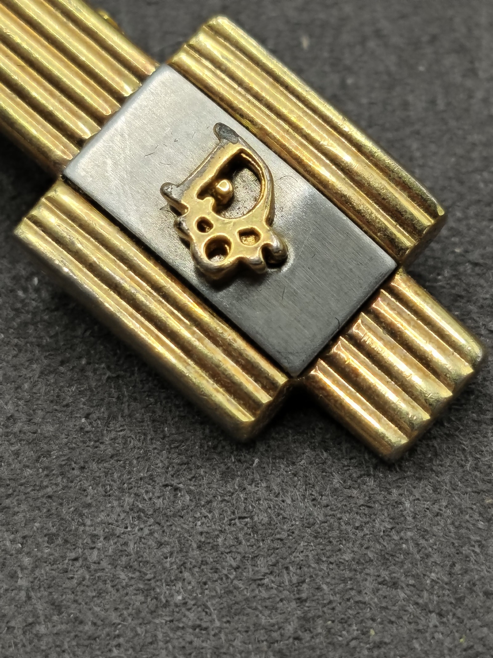 Christian Dior Vintage Gold & Silver Tone Men’s Tie Clip Dior Logo image 4