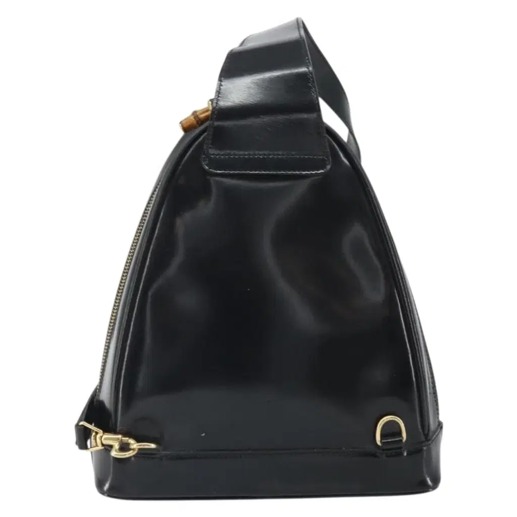 Gucci Black Bamboo Leather Backpack image 3