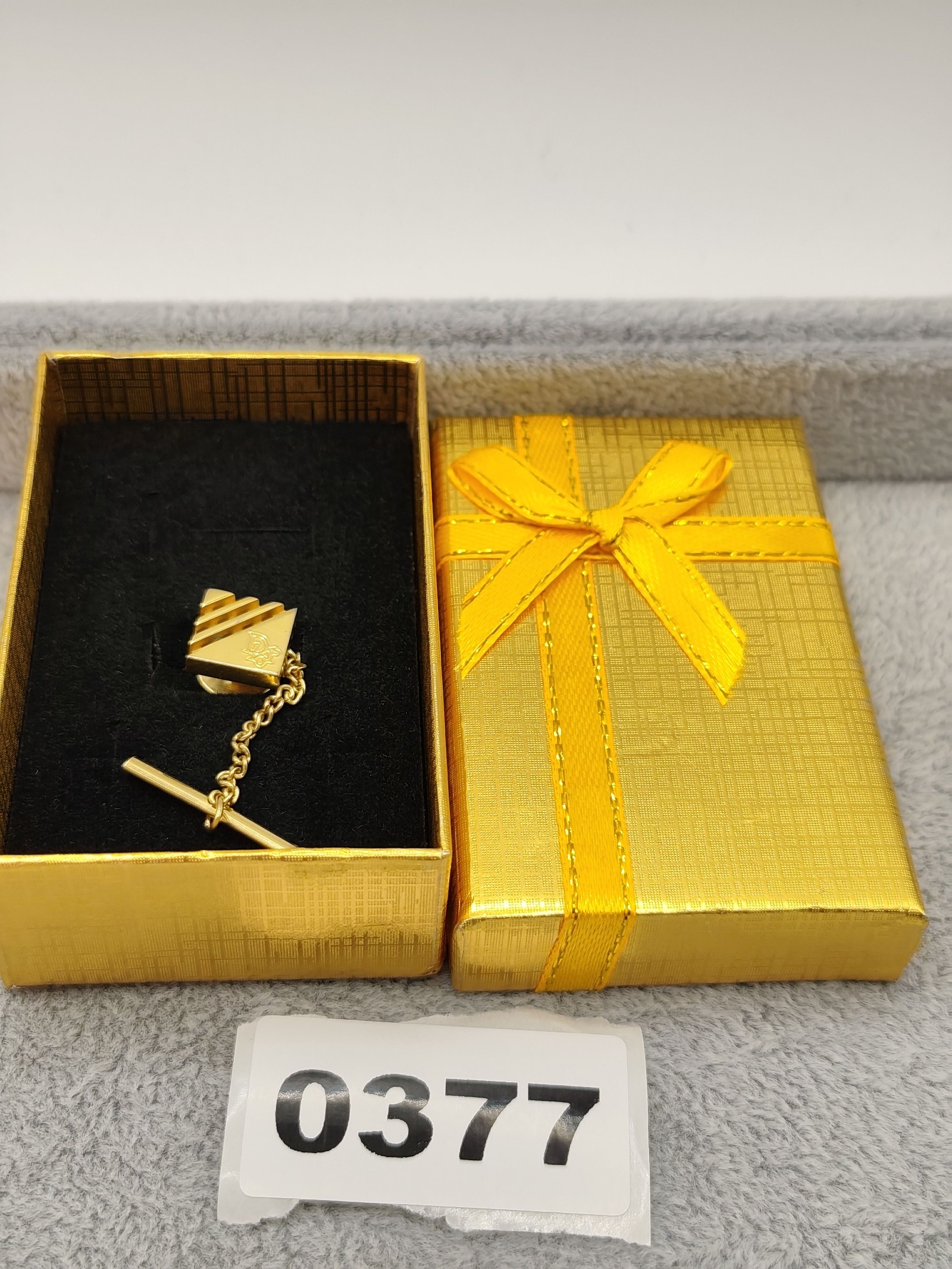 Dior Gold Tone Tie Tack Pin with Chain Other