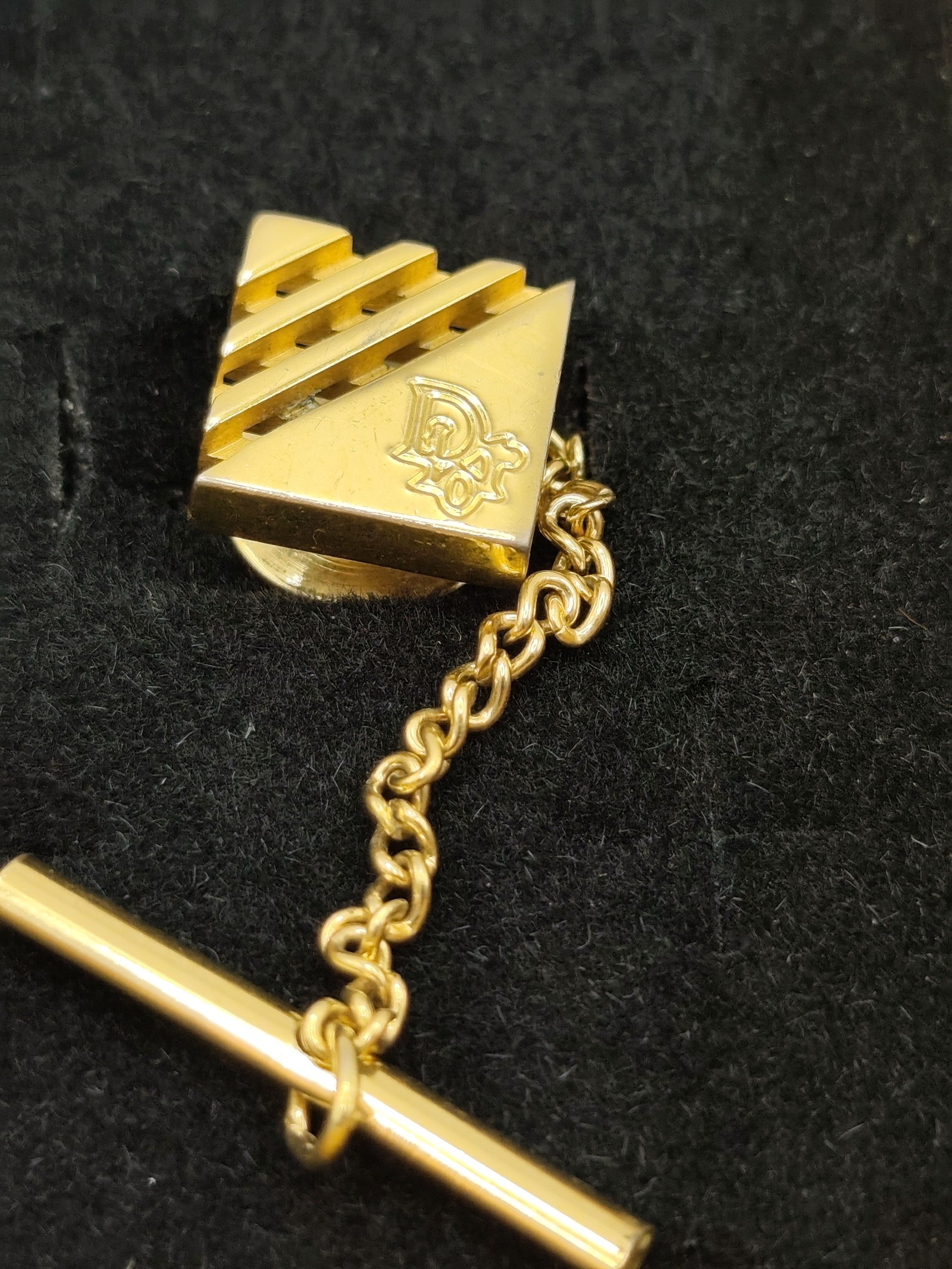 Dior Gold Tone Tie Tack Pin with Chain Other image 2