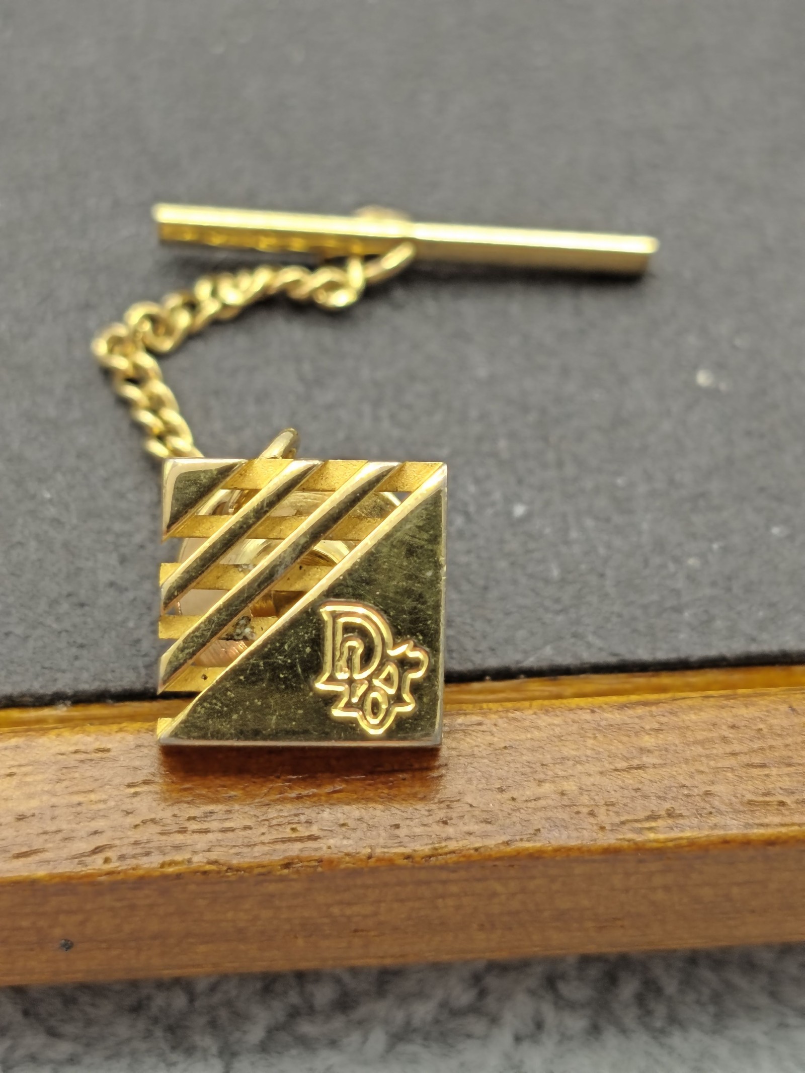 Dior Gold Tone Tie Tack Pin with Chain Other image 3