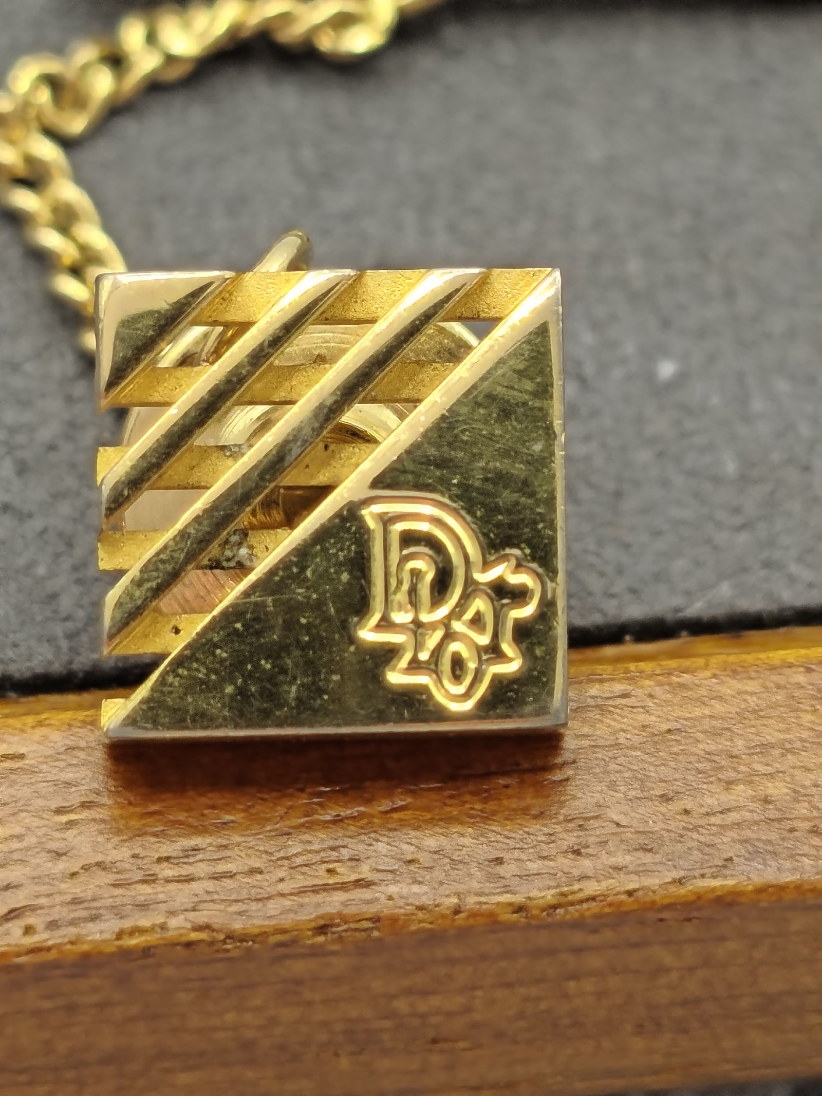 Dior Gold Tone Tie Tack Pin with Chain Other image 4