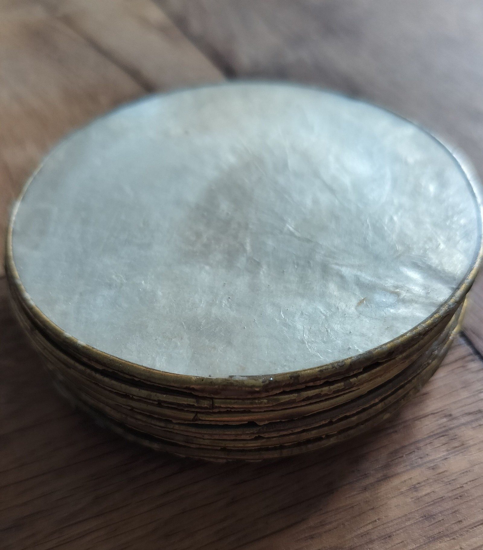 Set if 7 pearlised Cork Back Coasters with Pearlised Top 9 cm image 2