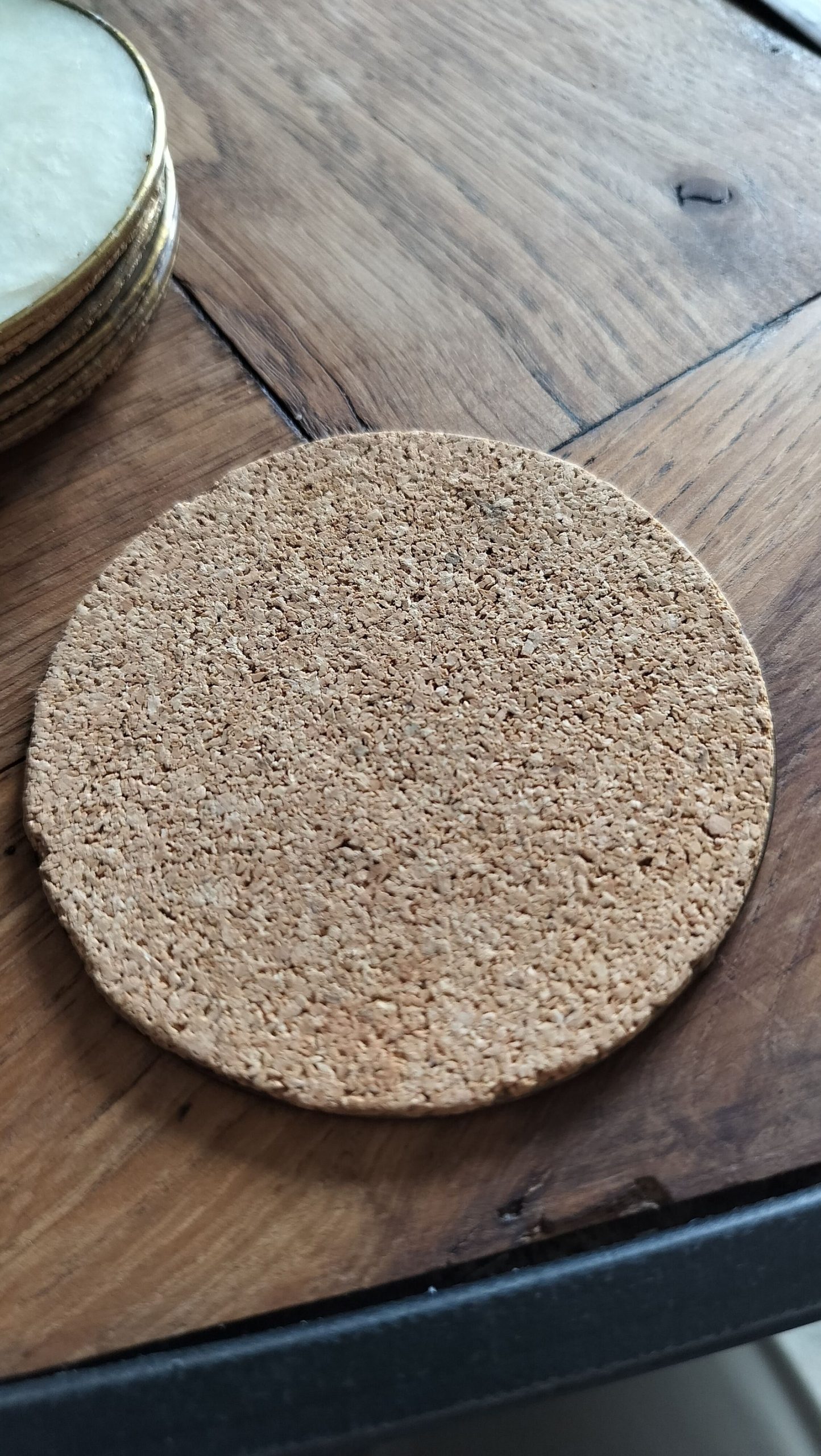Set if 7 pearlised Cork Back Coasters with Pearlised Top 9 cm image 5