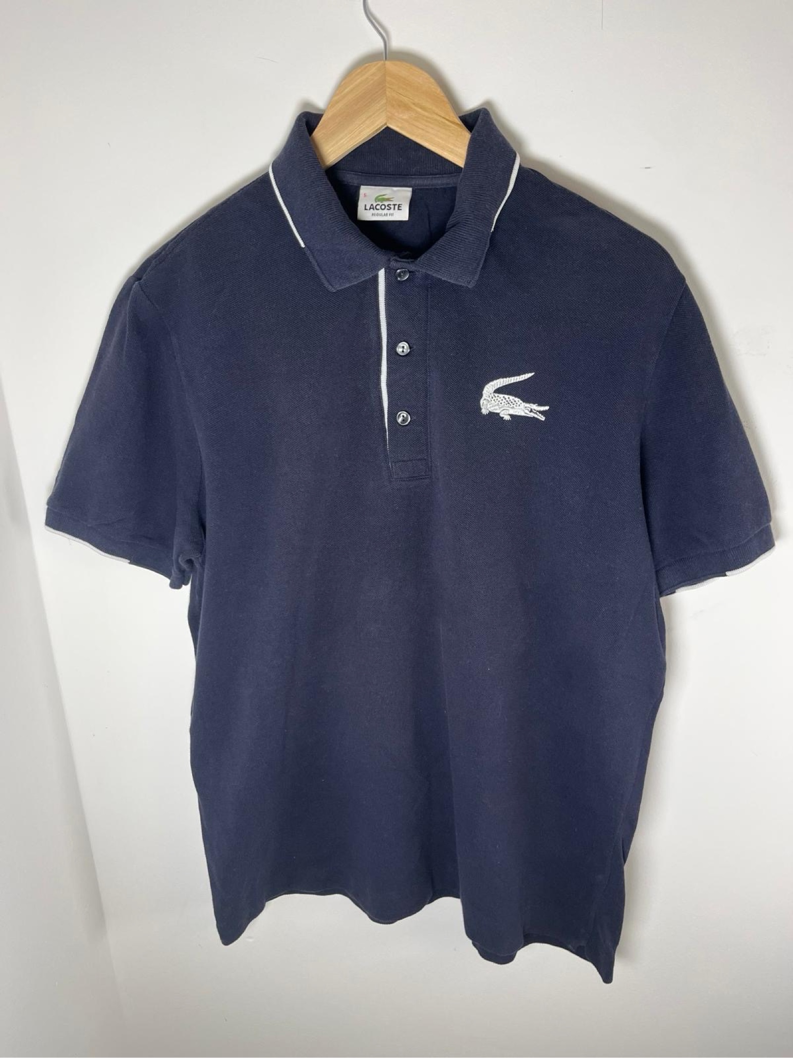 Lacoste Navy & White Men's Regular Fit Polo Shirt Size 5