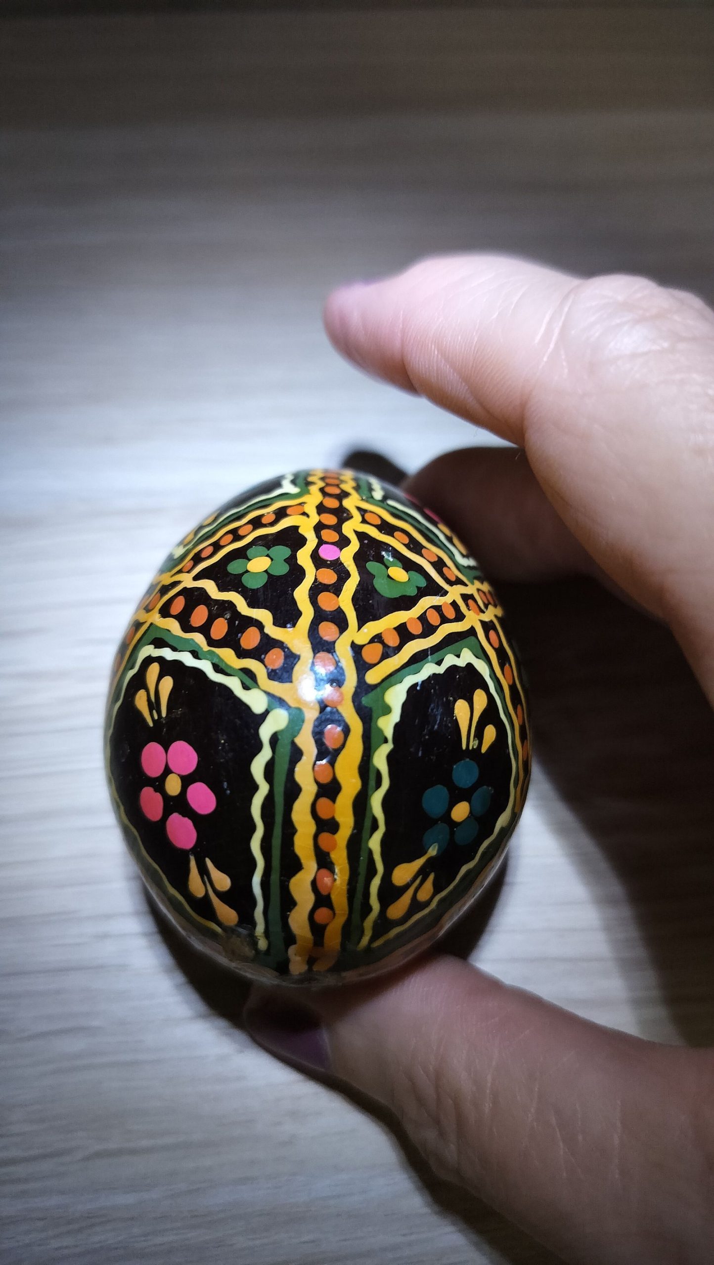 Hand Painted Black Multicolour Decorative Wooden Egg Small image 5