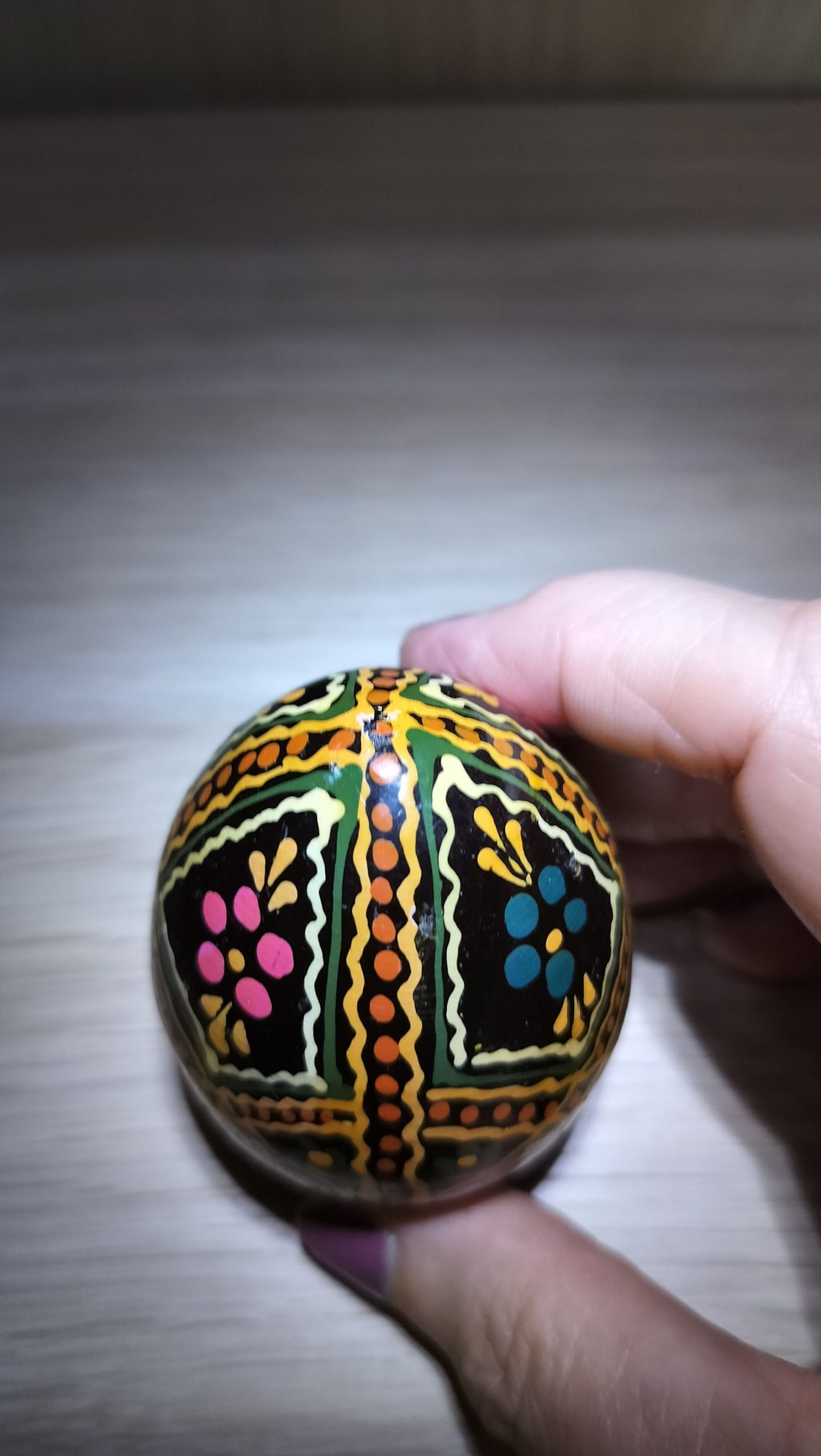 Hand Painted Black Multicolour Decorative Wooden Egg Small image 8