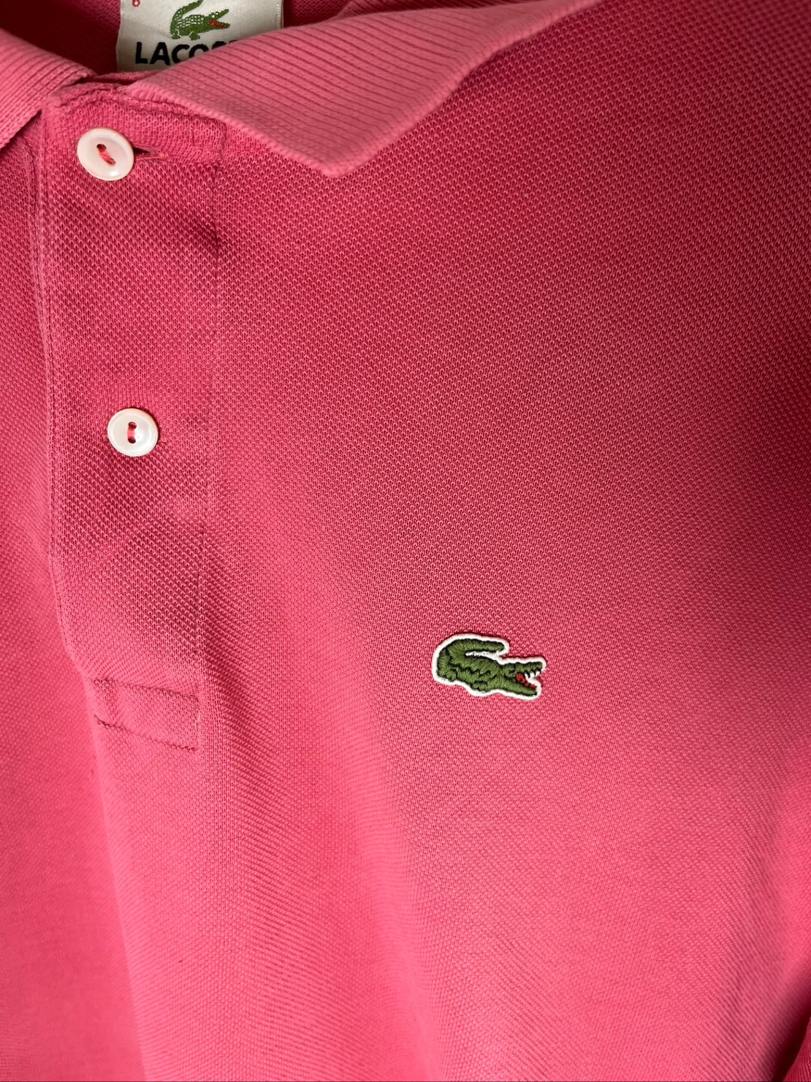Lacoste Men Pink Polo Shirt Size 6 Classic Fit Cotton image 3