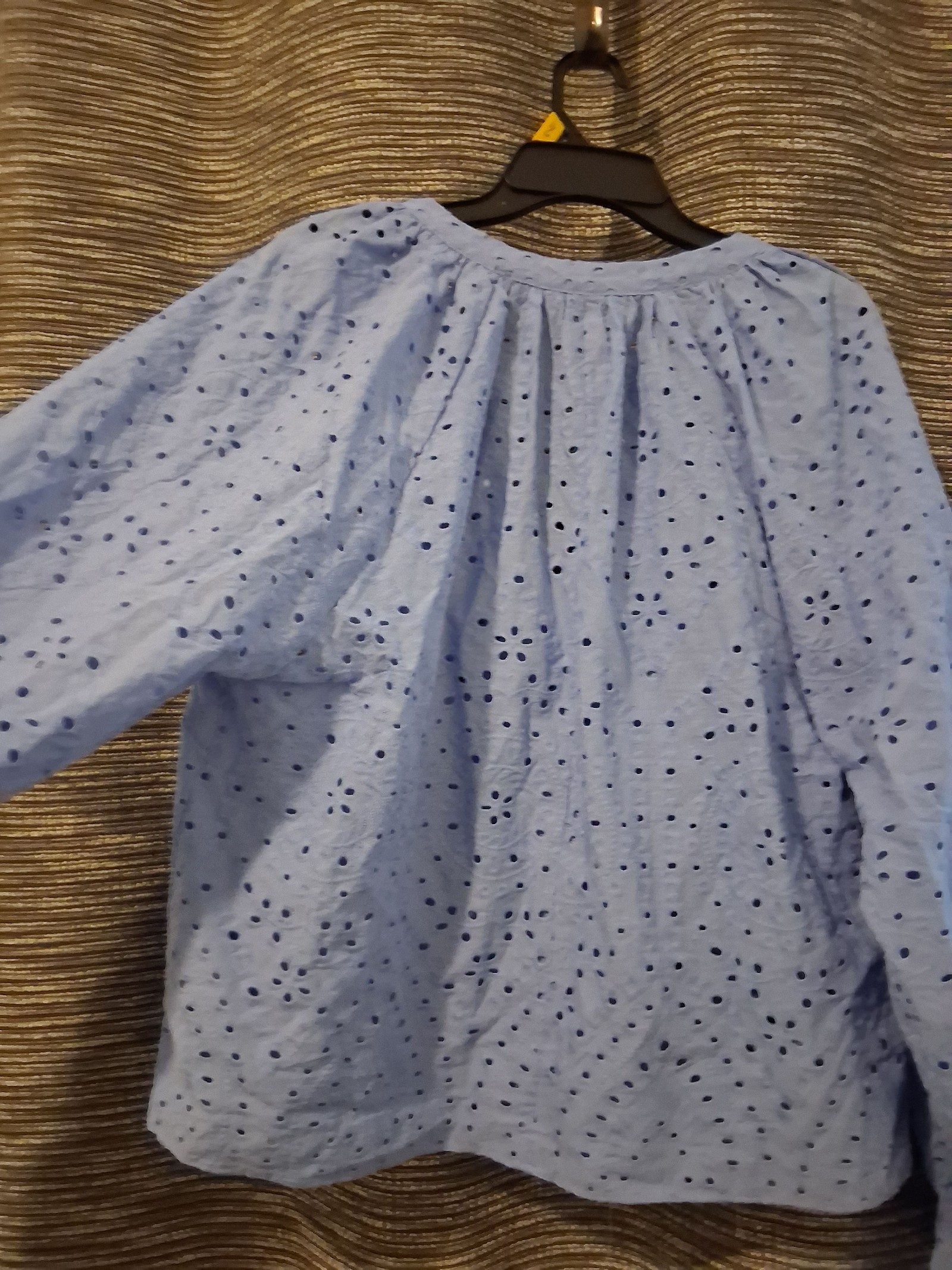 H&M Blue Eyelet Embroidered Cotton Blouse Large image 7