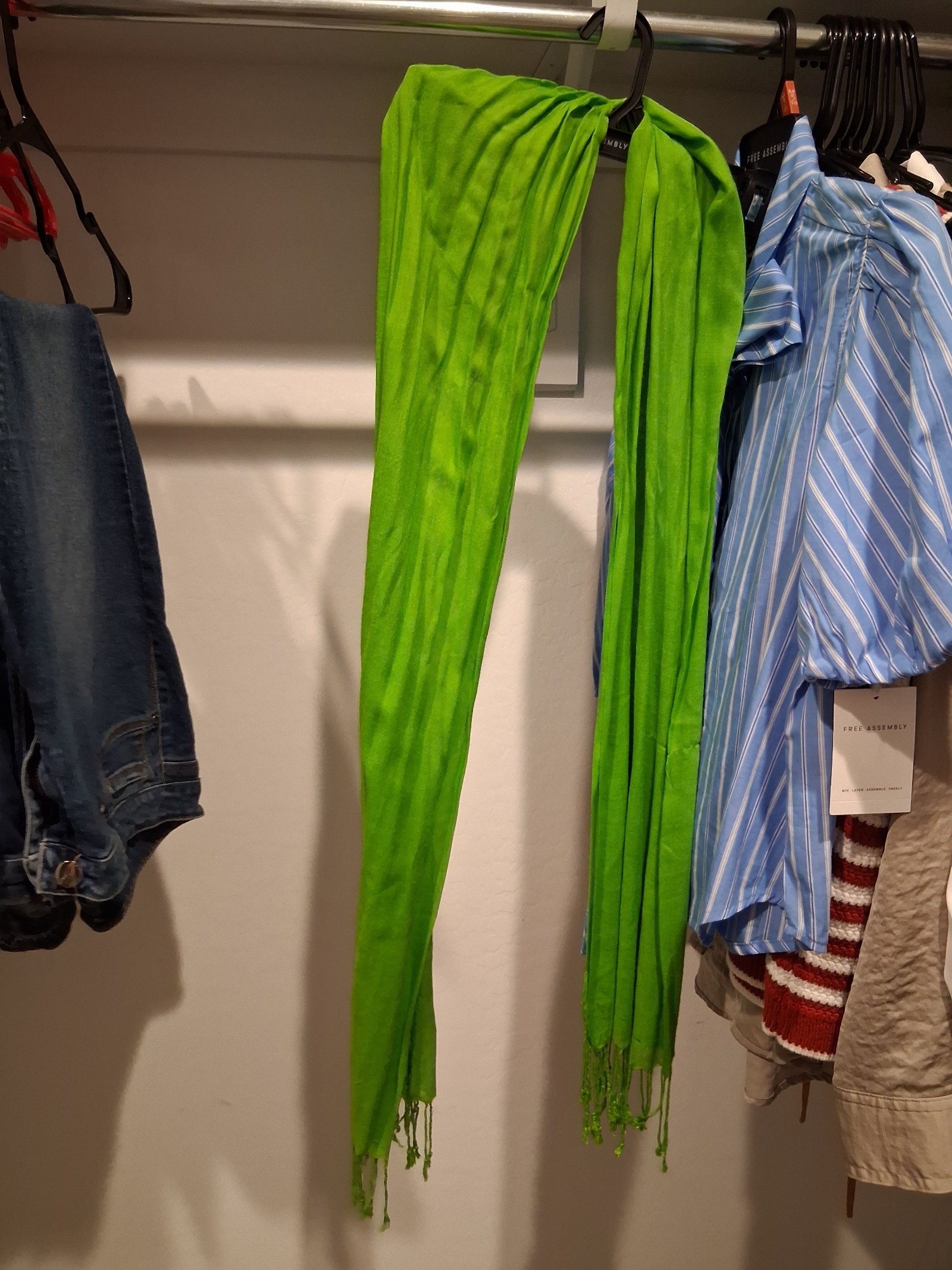 Green Ladies Scarf with Tassels