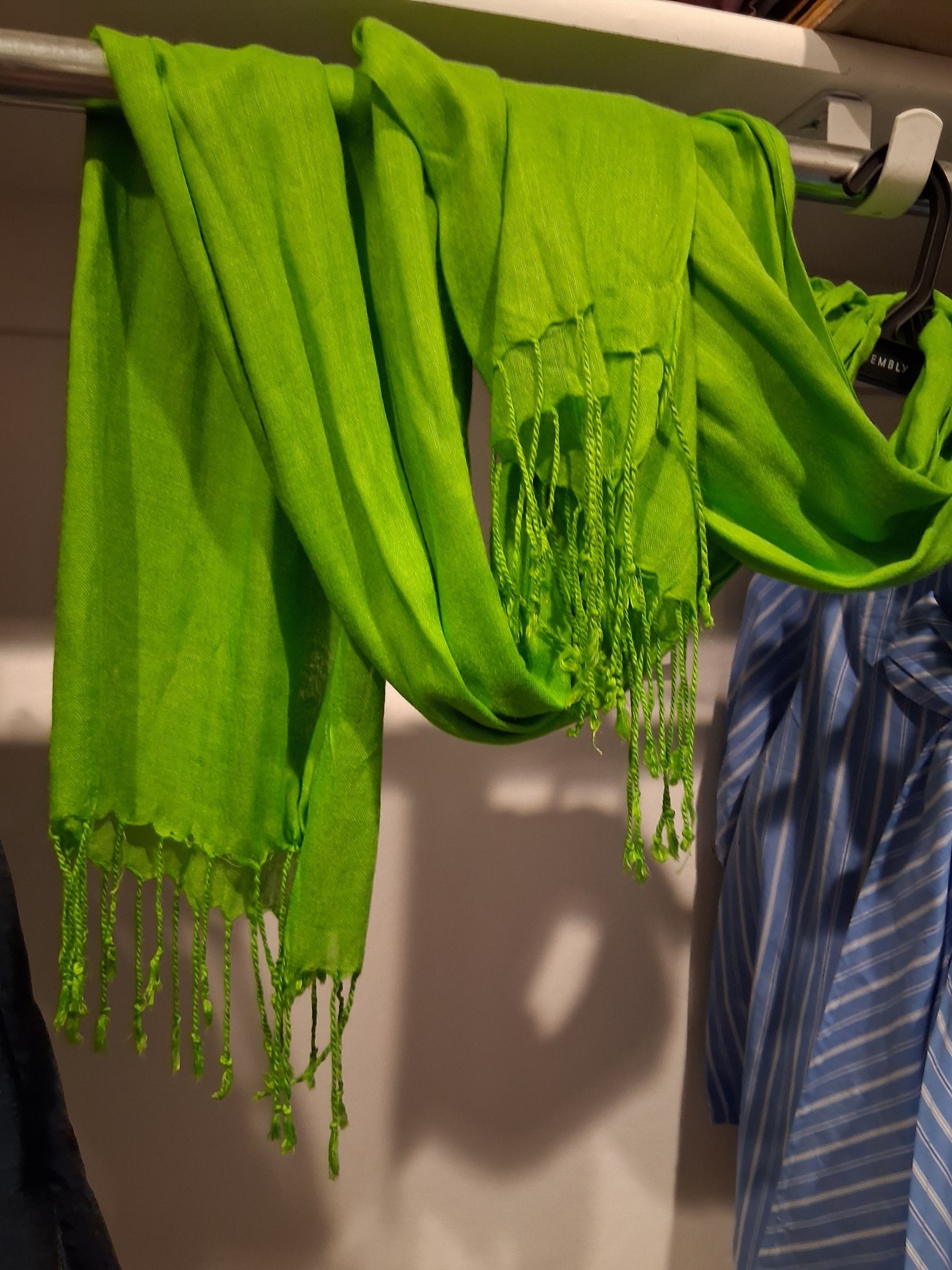 Green Ladies Scarf with Tassels image 2