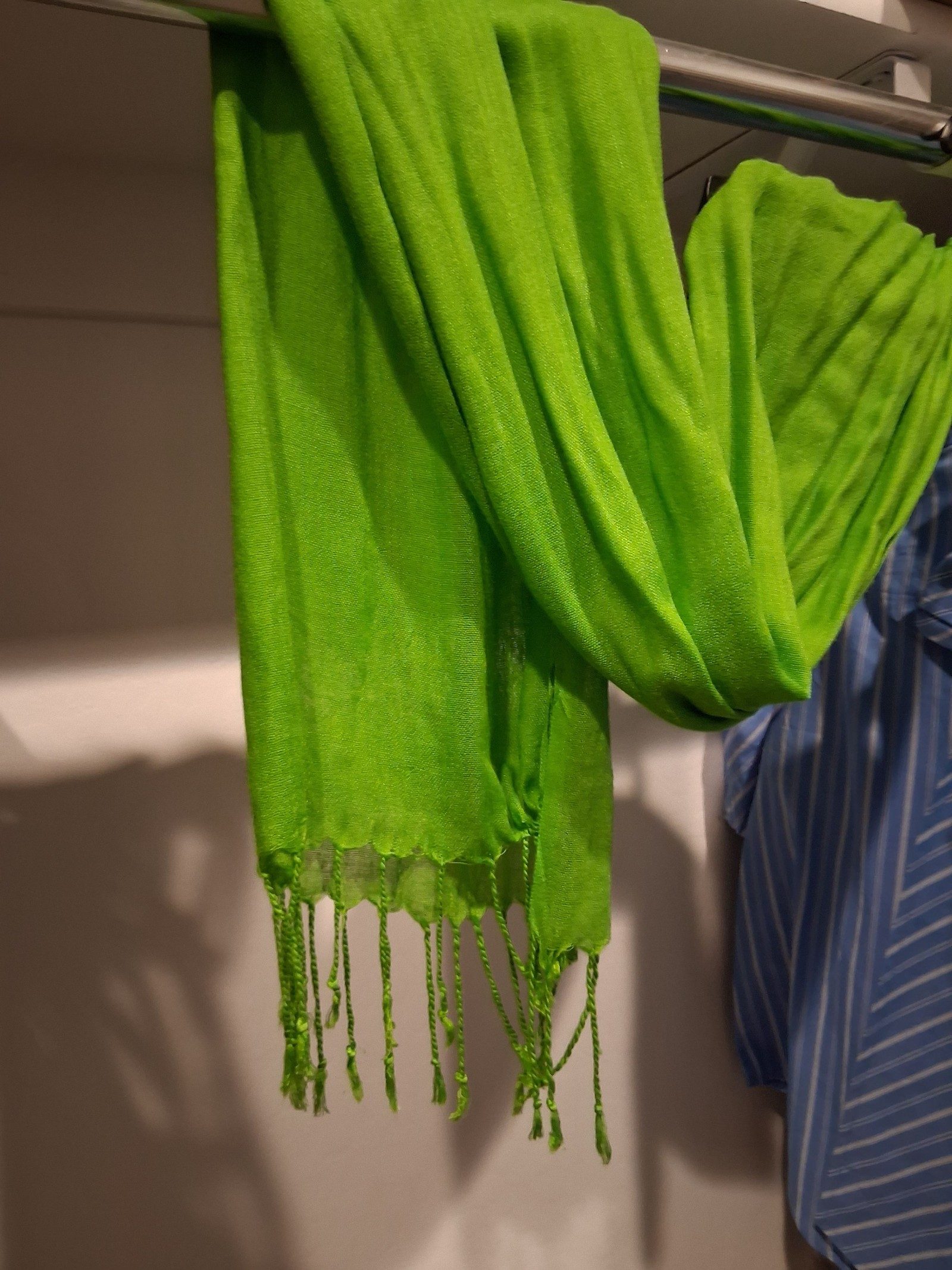Green Ladies Scarf with Tassels image 3