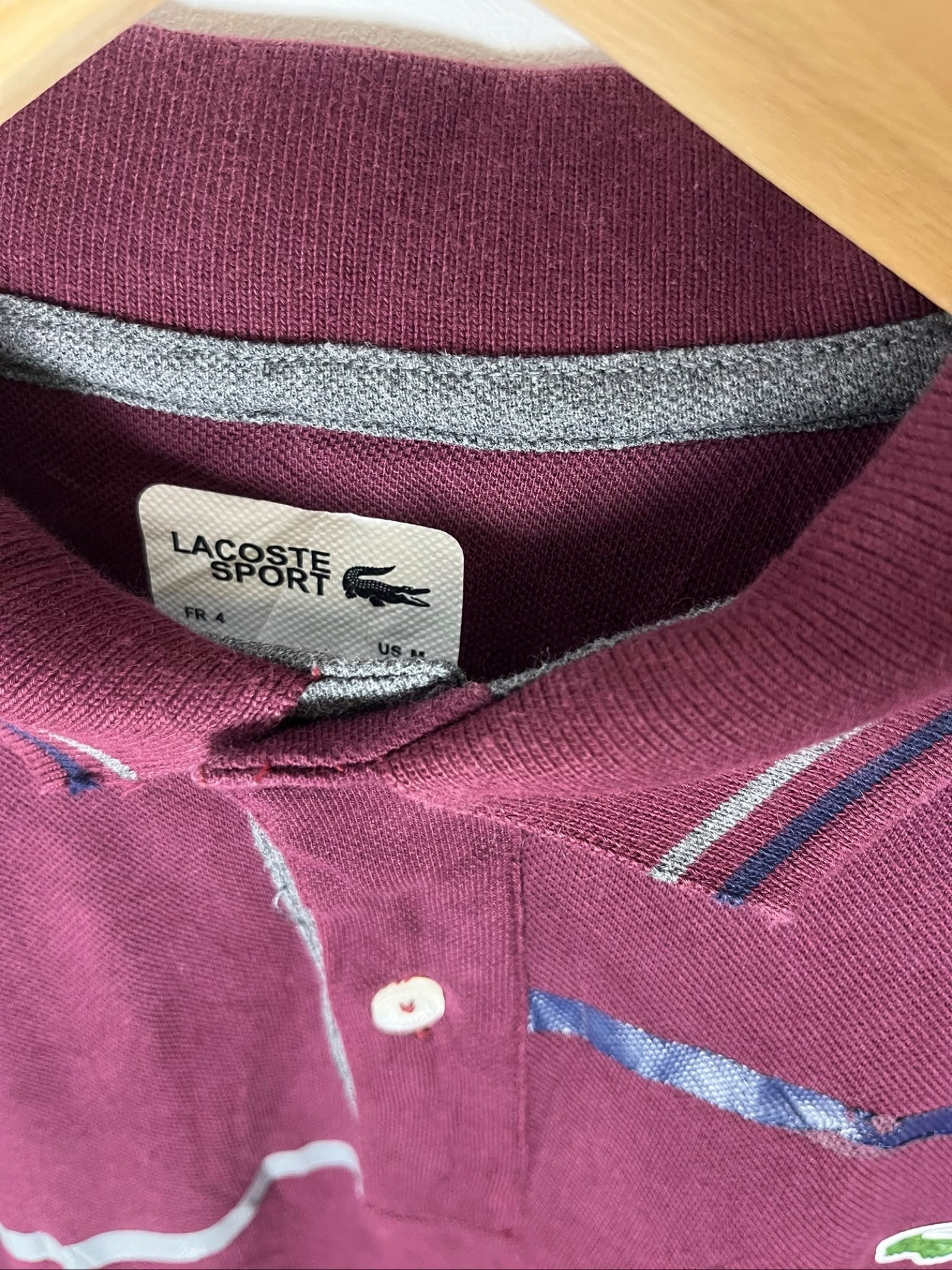 Lacoste Burgundy Men's Long Sleeve Polo Shirt Medium Casual image 2
