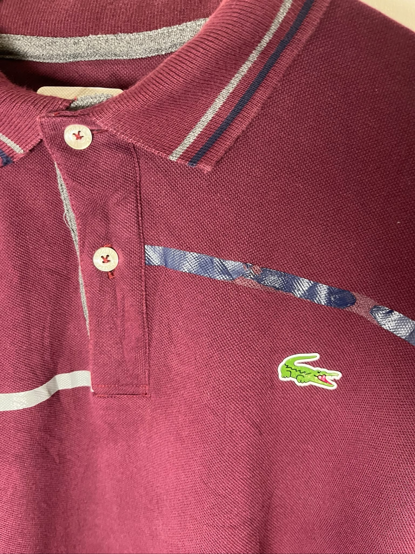 Lacoste Burgundy Men's Long Sleeve Polo Shirt Medium Casual image 3